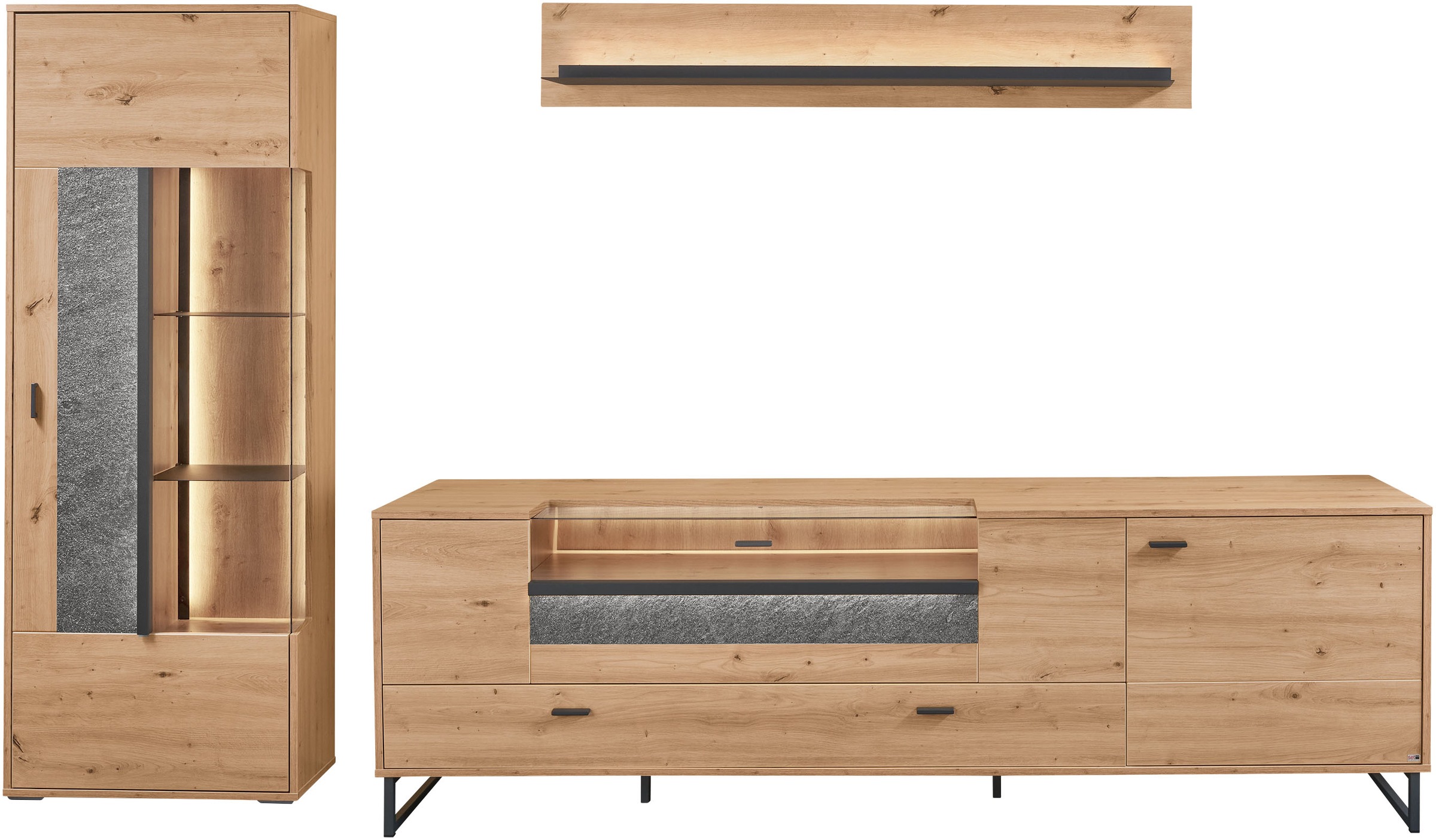 set one by Musterring TV-Wand "Deltona" 3 Stk. tlg. Zierelemente aus Sandst günstig online kaufen