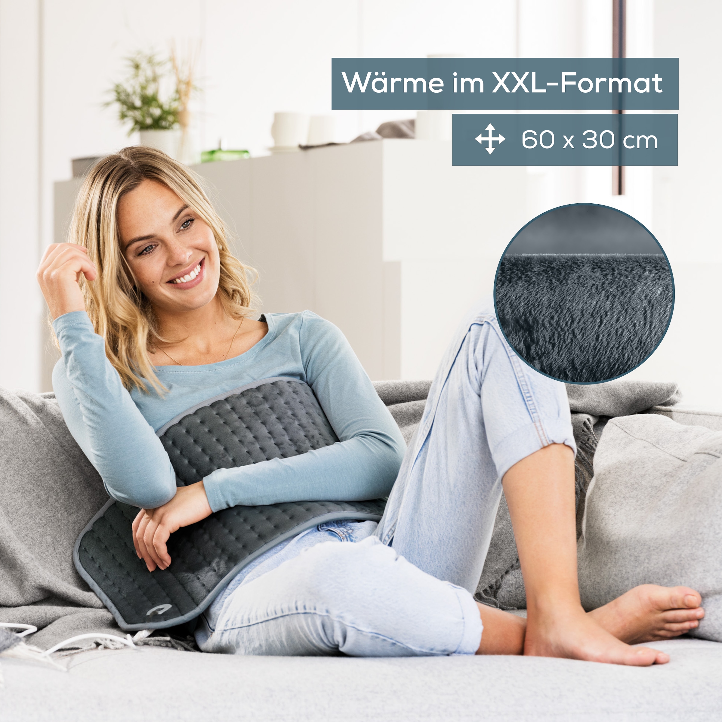 BEURER Heizkissen »HK 123 XXL Format für kuschelige Wärme, 60 x 30 cm«, Mit 3 Temperaturstufen, maschinenwaschbar bis 30°C, Schnellheizung