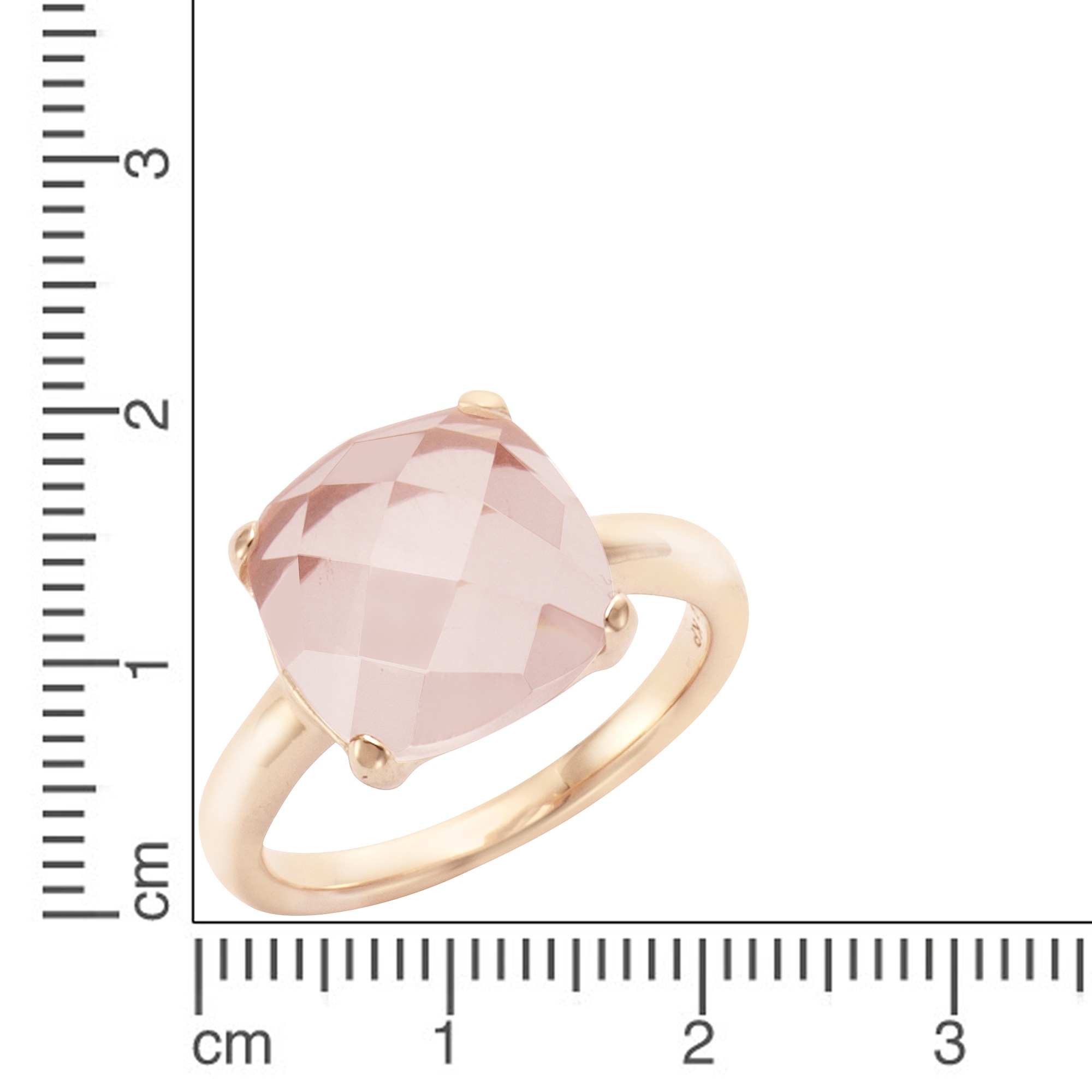 Jamelli Fingerring »Silber 925 rosé-vergoldet mit echtem Rosenquarz 12mm«