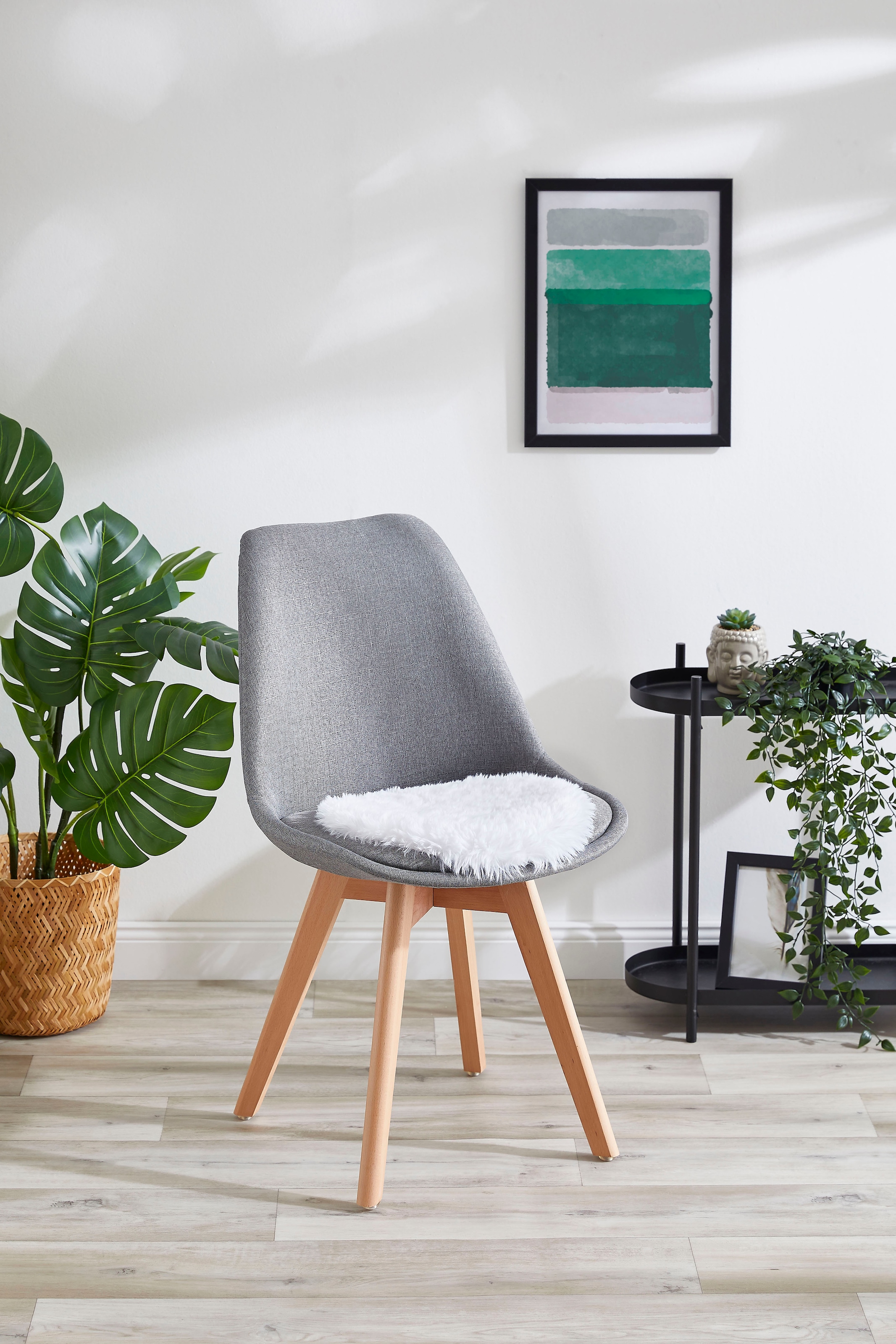 my home Sitzkissen »Alpa, 4er Set«, Sitzauflage, Kunstfell, rund, Ø 34 cm, günstig online kaufen