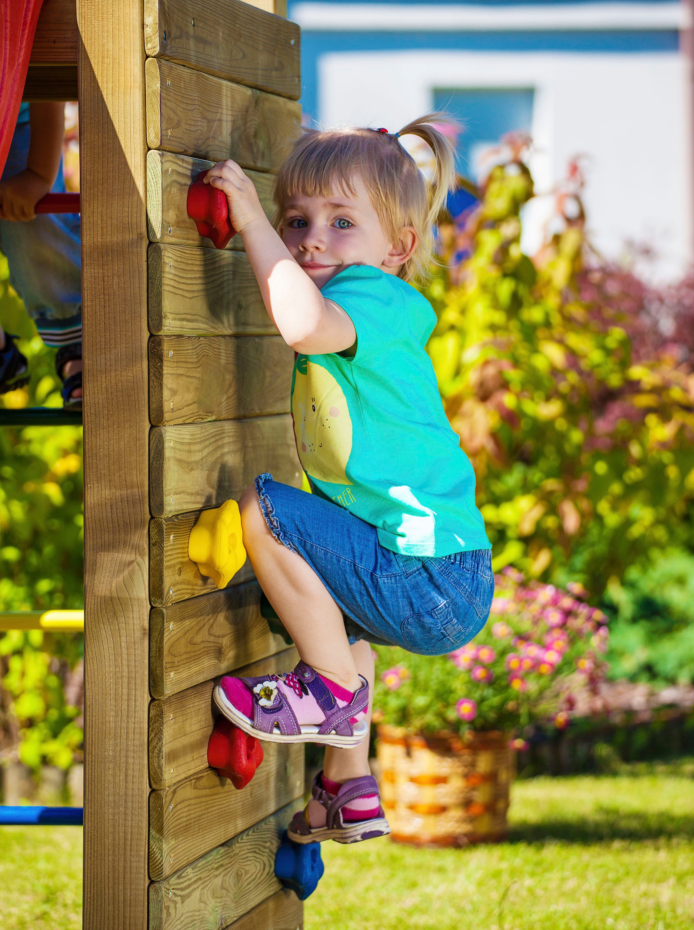 FUNGOO Spielturm »FUNNY3 mit schaukel«, mit Schaukel & Rutsche, Kletterwand