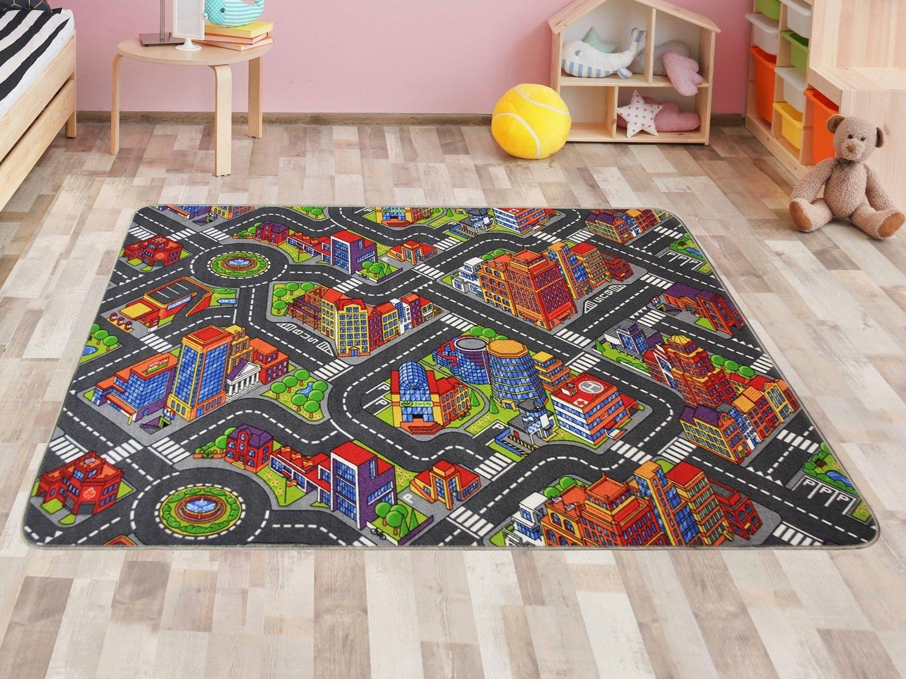 Primaflor-Ideen in Textil Kinderteppich »BIG CITY«, rechteckig, 5 mm Höhe, günstig online kaufen