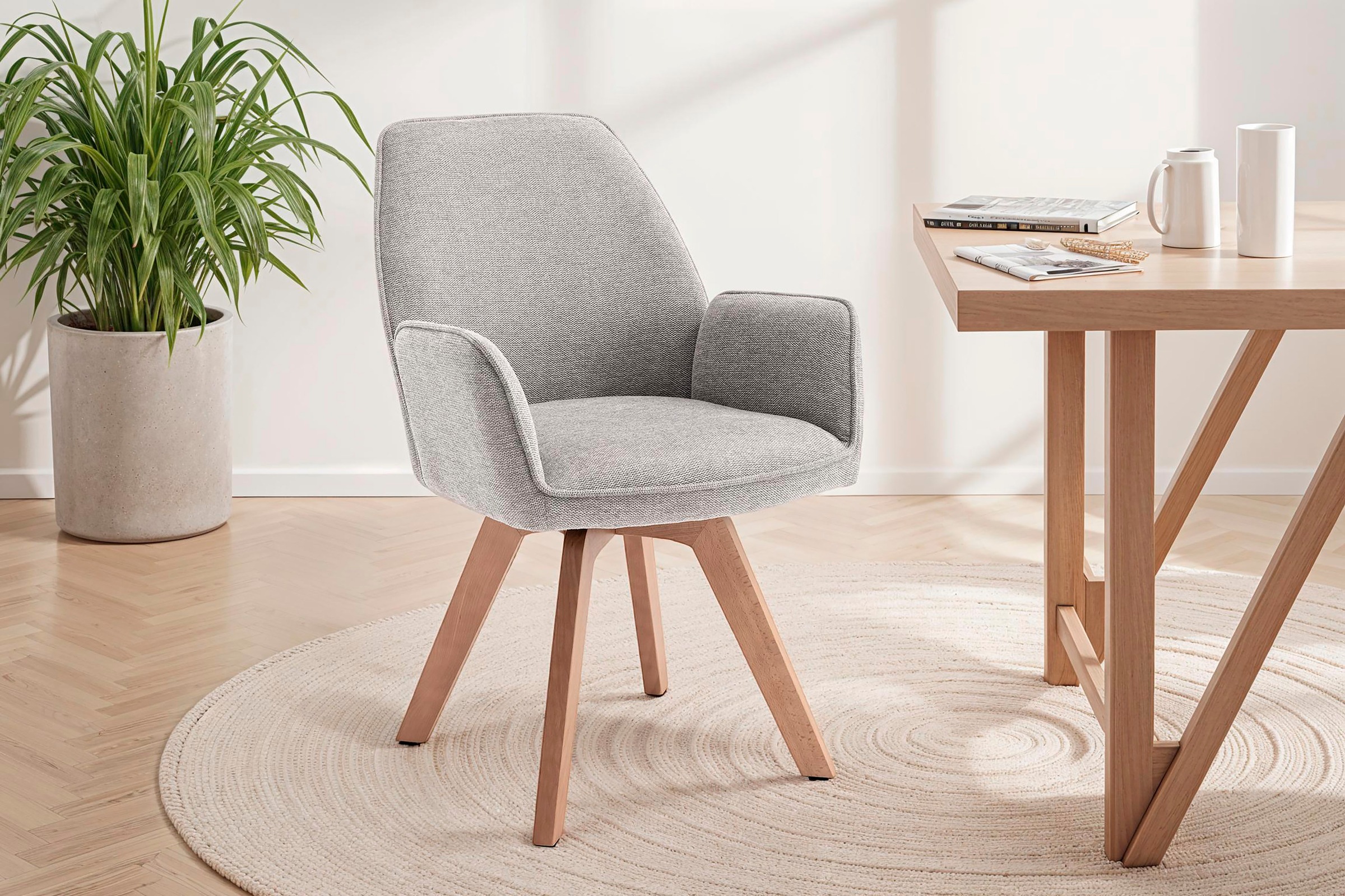 byLIVING Esszimmerstuhl »Tony« (Set) 2 Stk. Webstoff mit Massivholzgestell günstig online kaufen