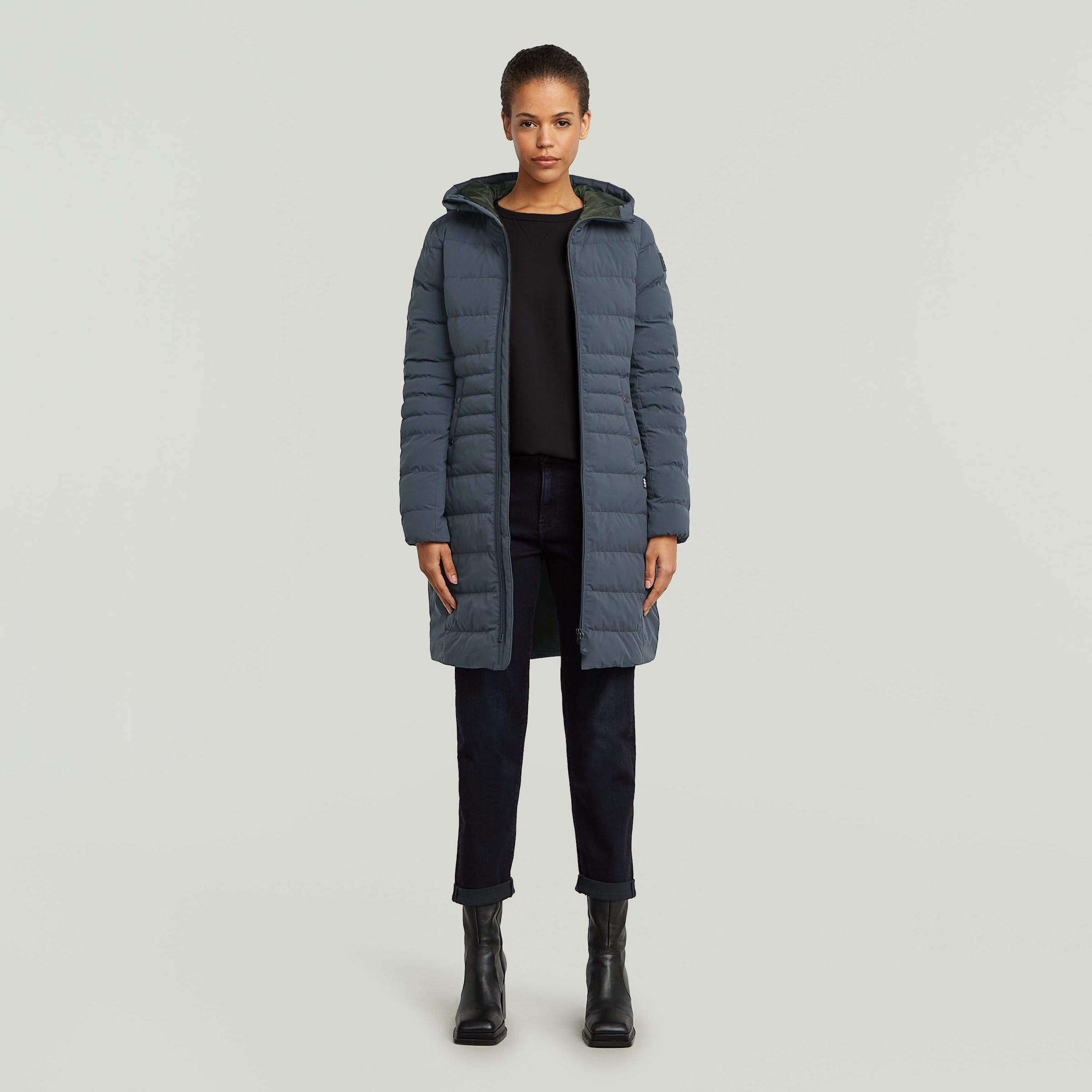 G-STAR Steppjacke »Foundation Padded Long«, mit Kapuze, leicht tailliert, lang geschnitten