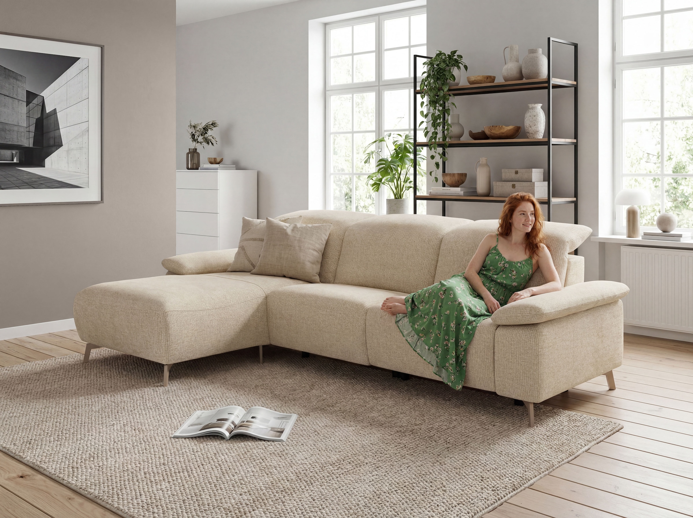 Musterring Ecksofa »MR 370, intelligenter Komfort im modernen Design« Optionale Relaxfunktion, flexible Kopfteile & klappbare Armlehnen