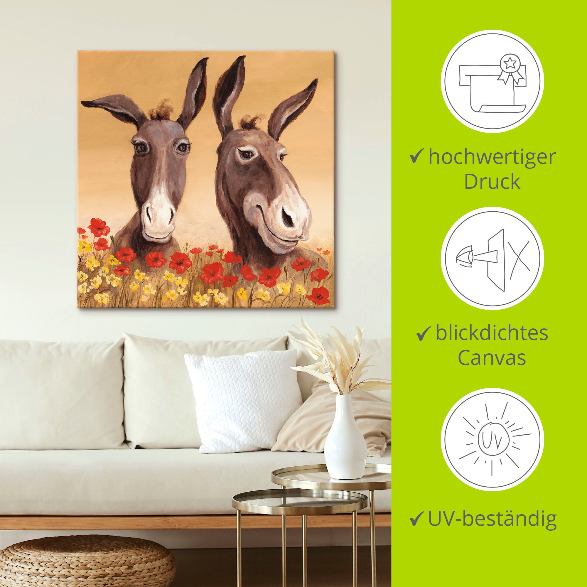 Artland Wandbild »Esel«, Haustiere, (1 St.), als Alubild, Outdoorbild, Leinwandbild, Poster, Wandaufkleber