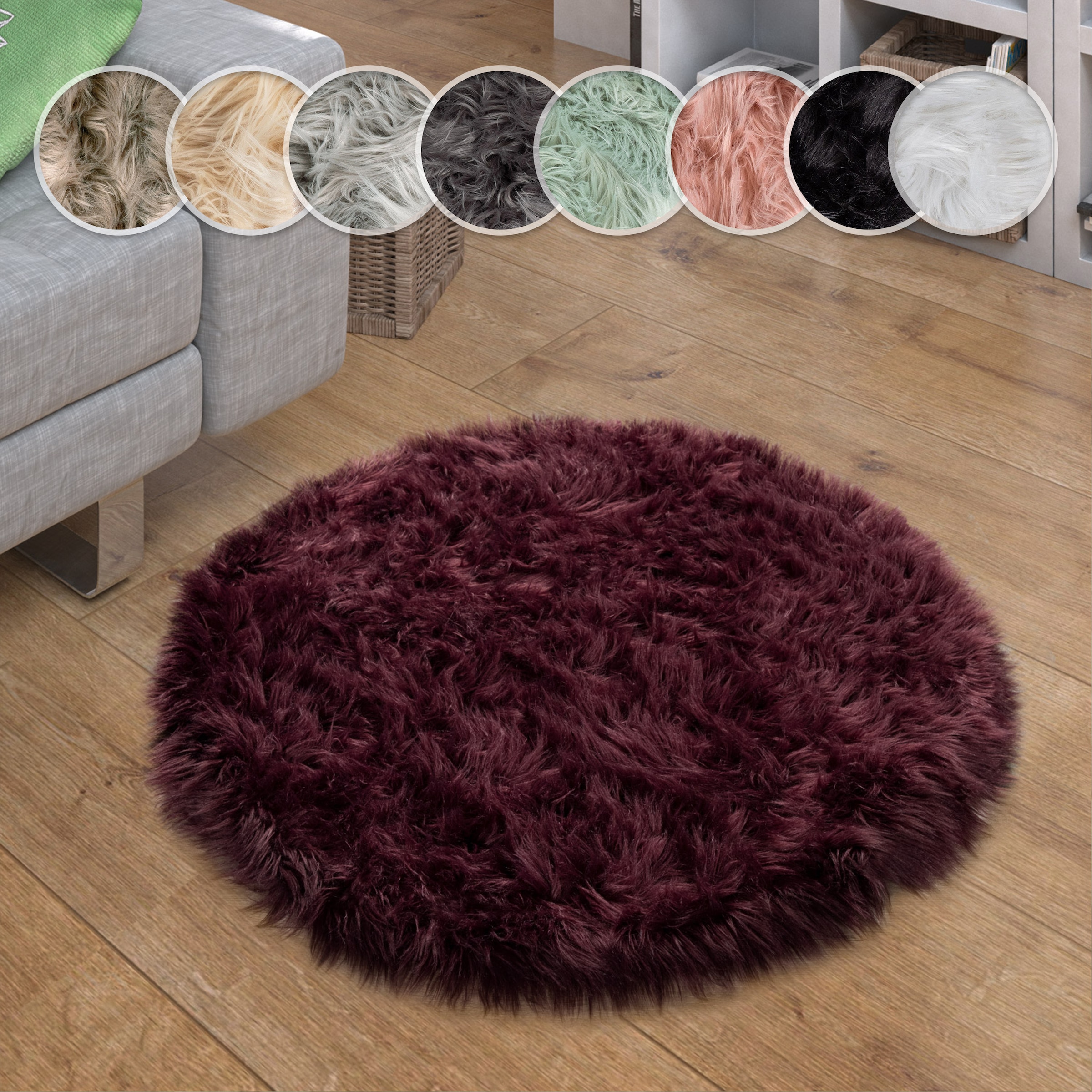 Paco Home Fellteppich »Playa 960« rund 64 mm Höhe Kunstfell, Flokati-Optik, günstig online kaufen