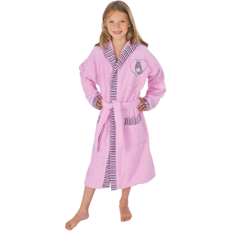 WÖRNER Kinderbademantel »Pferd rosa« 1 Stk. tlg., mit Stickerei, mit Taschen, maschinenwaschbar, trocknergeeignet rosa 116 Länge: 75 cm...