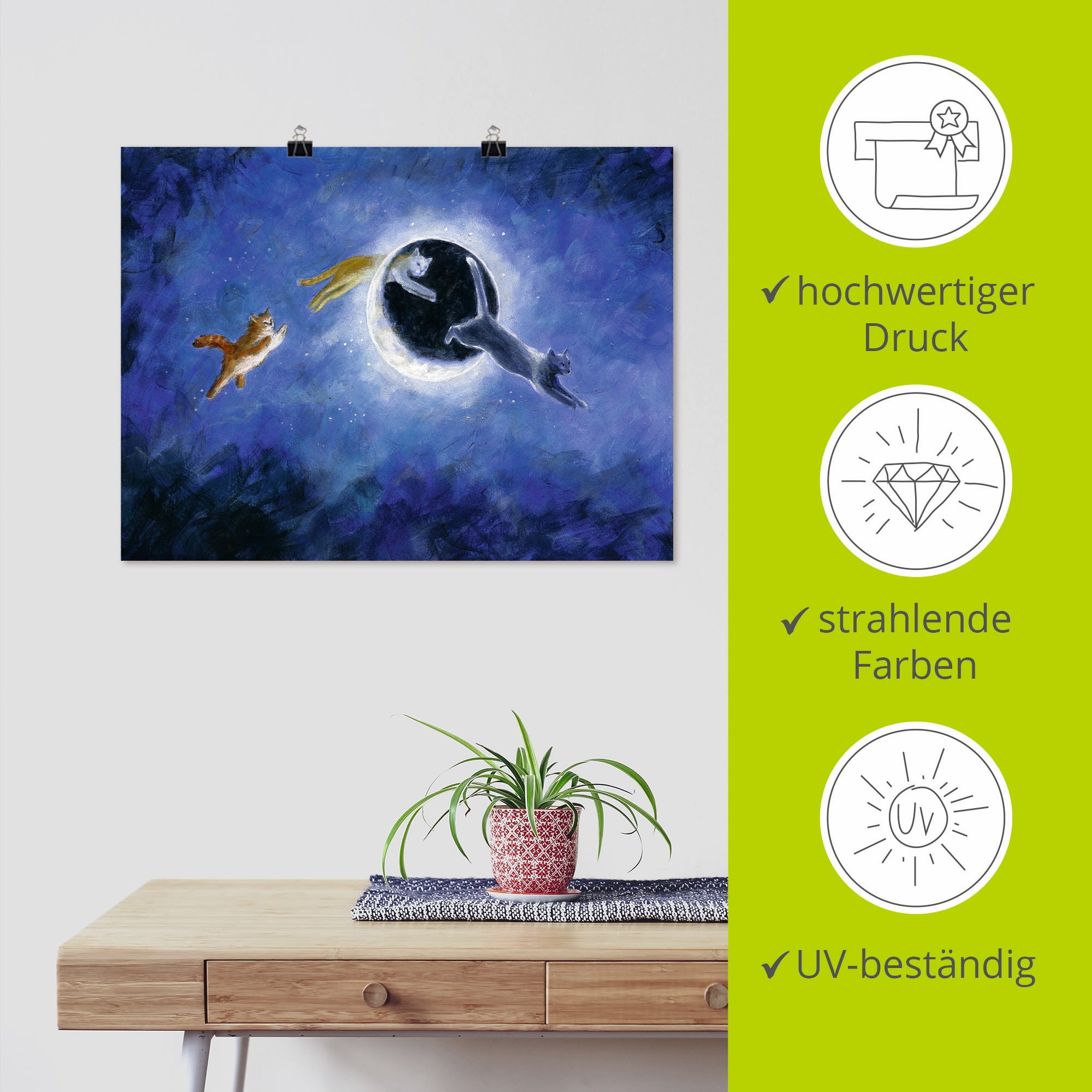 Artland Poster »In der Nacht sind alle Katzen grau« Haustiere 1 Stk. tlg. ohne Rahmen