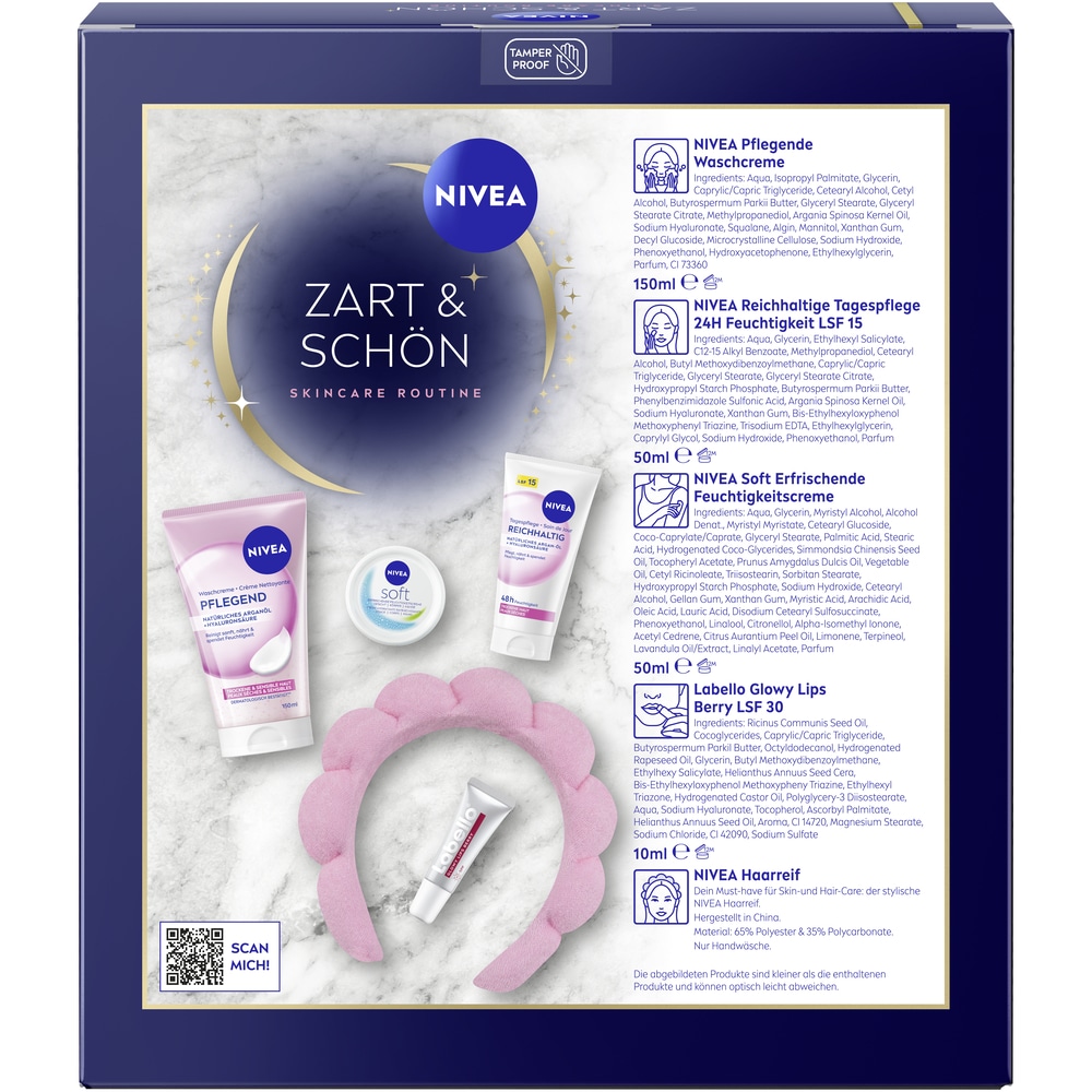 Nivea Pflege-Geschenkbox »NIVEA Zart & Schön Geschenkset« Tagescreme, Waschcreme, Lippenpflege und Feuchtigkeitscreme