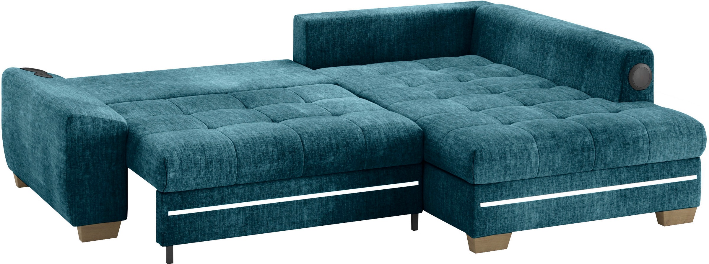 Mr. Couch Ecksofa »Nikita II, L-Form«, mit Kaltschaum, RGB-LED, Soundsystem, wahlweise mit Bett, Bettkasten