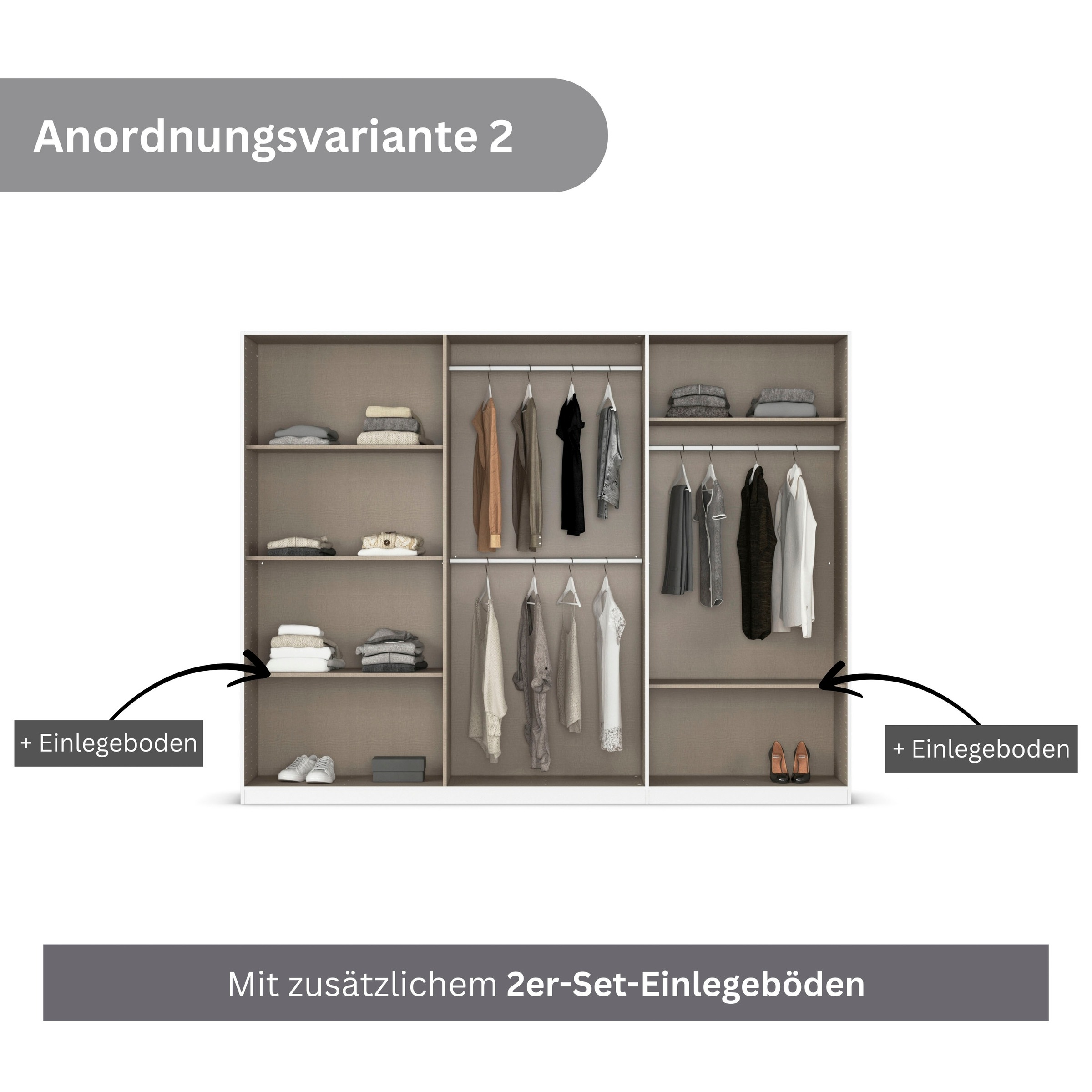 rauch Drehtürenschrank »Kleiderschrank Schrank Garderobe AGORDO mit Dekor- oder Hochglanzfront«, (in zwei Griff-Farben), durchdachte Innenausstattung, in 6 Breiten und 2 Höhen MADE IN GERMANY