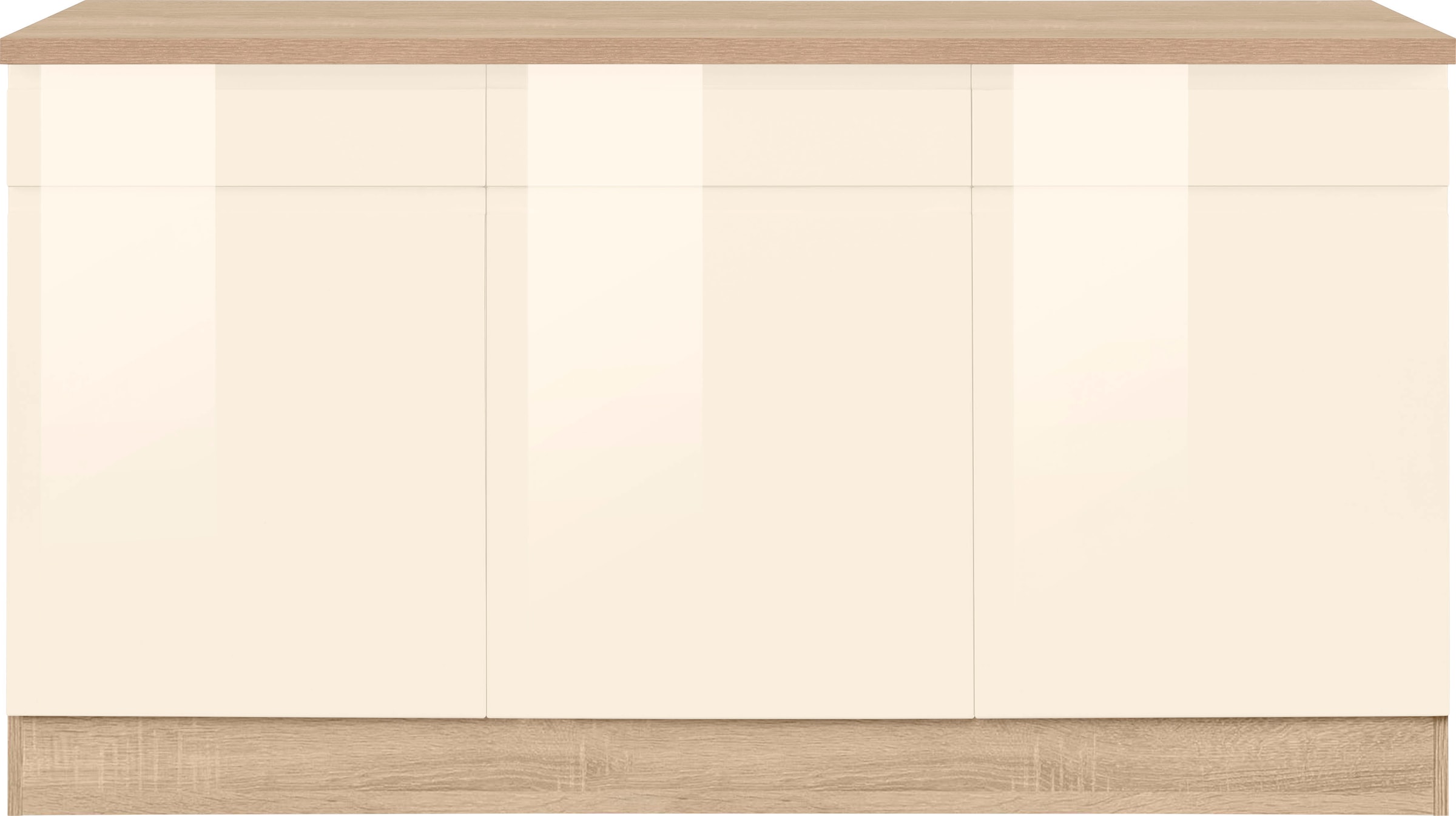 KOCHSTATION Unterschrank »KS-Virginia«, 85 cm hoch, 150 cm breit, 3 Schubladen, 3 Türen, griffloses Design
