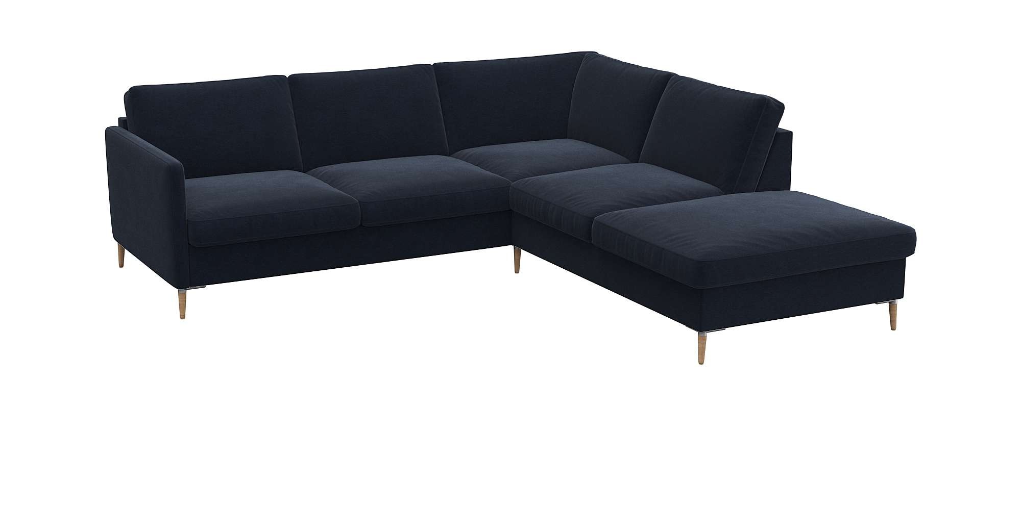 FLEXLUX Ecksofa »Fiore, L-Form, super bequem durch Kaltschaum im Sitz«, schmale Armlehnen, Füße Alu/Eiche, B/T 234/225 cm