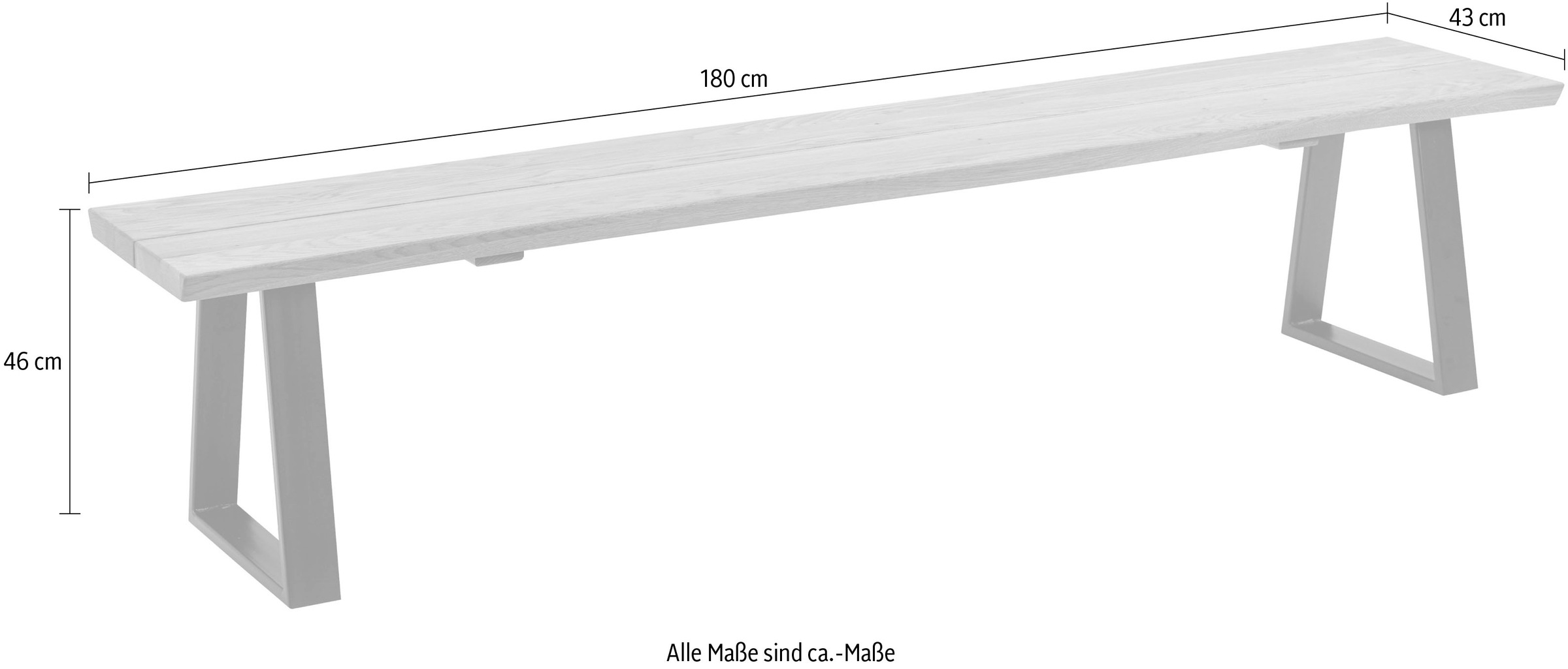 massivline&more Sitzbank "Oviedo 4" modernes Design, Gestell aus massivem M günstig online kaufen