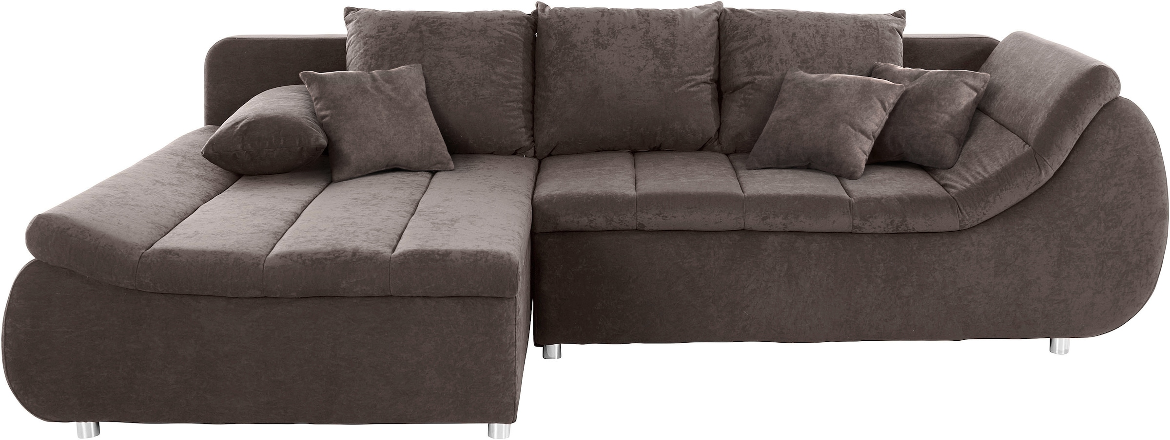 INOSIGN Ecksofa »Imola, elegant und modern, aktuelle Steppung im Sitz, bequem, L-Form«, frei im Raum stellbar, wahlweise mit Bettfunktion und Bettkasten