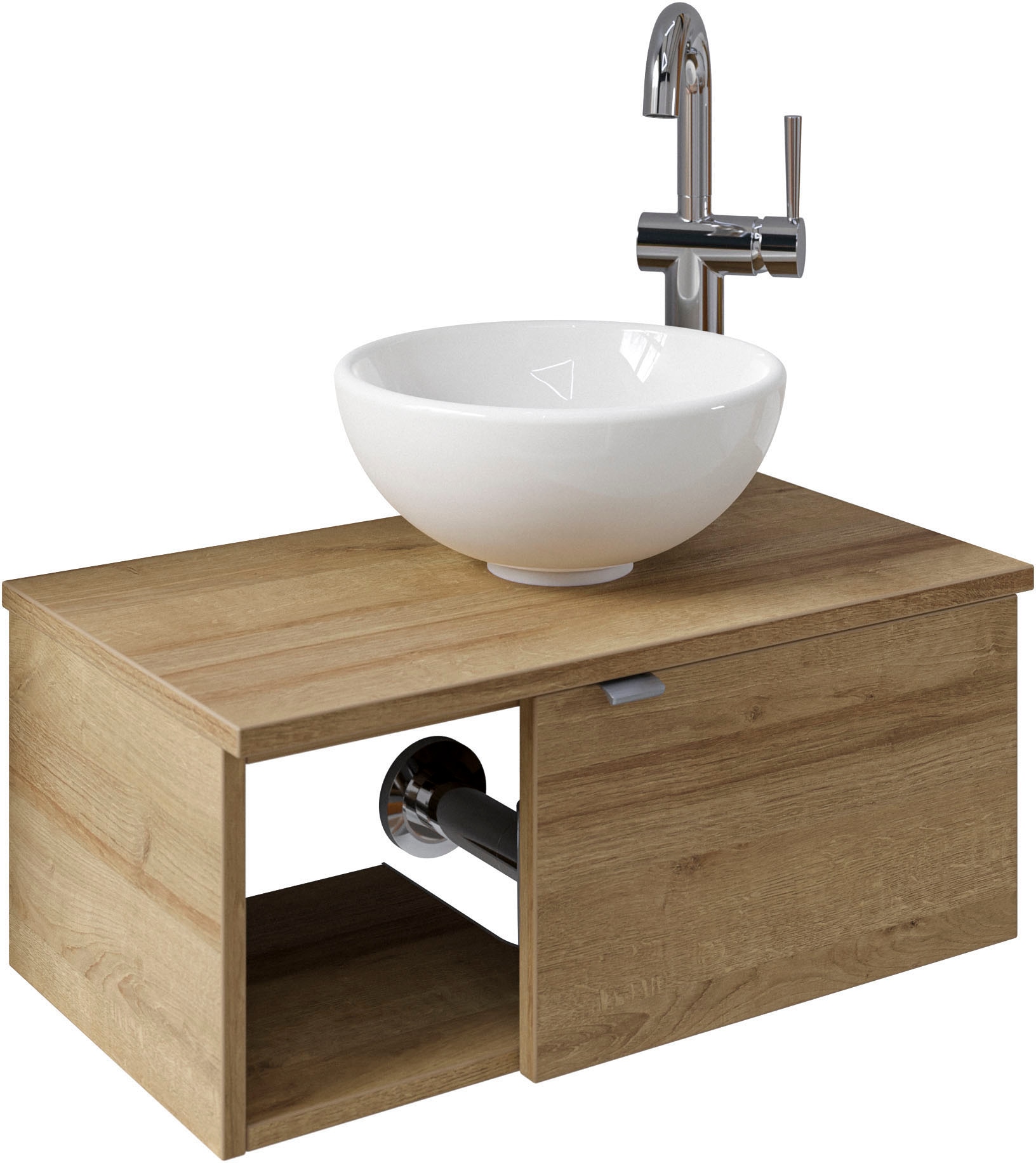 Saphir Waschtisch »Serie 6915 Waschschale mit Unterschrank für Gästebad, Gäste WC«, 61 cm breit, 1 Tür, offenes Fach, kleine Bäder, ohne Armatur