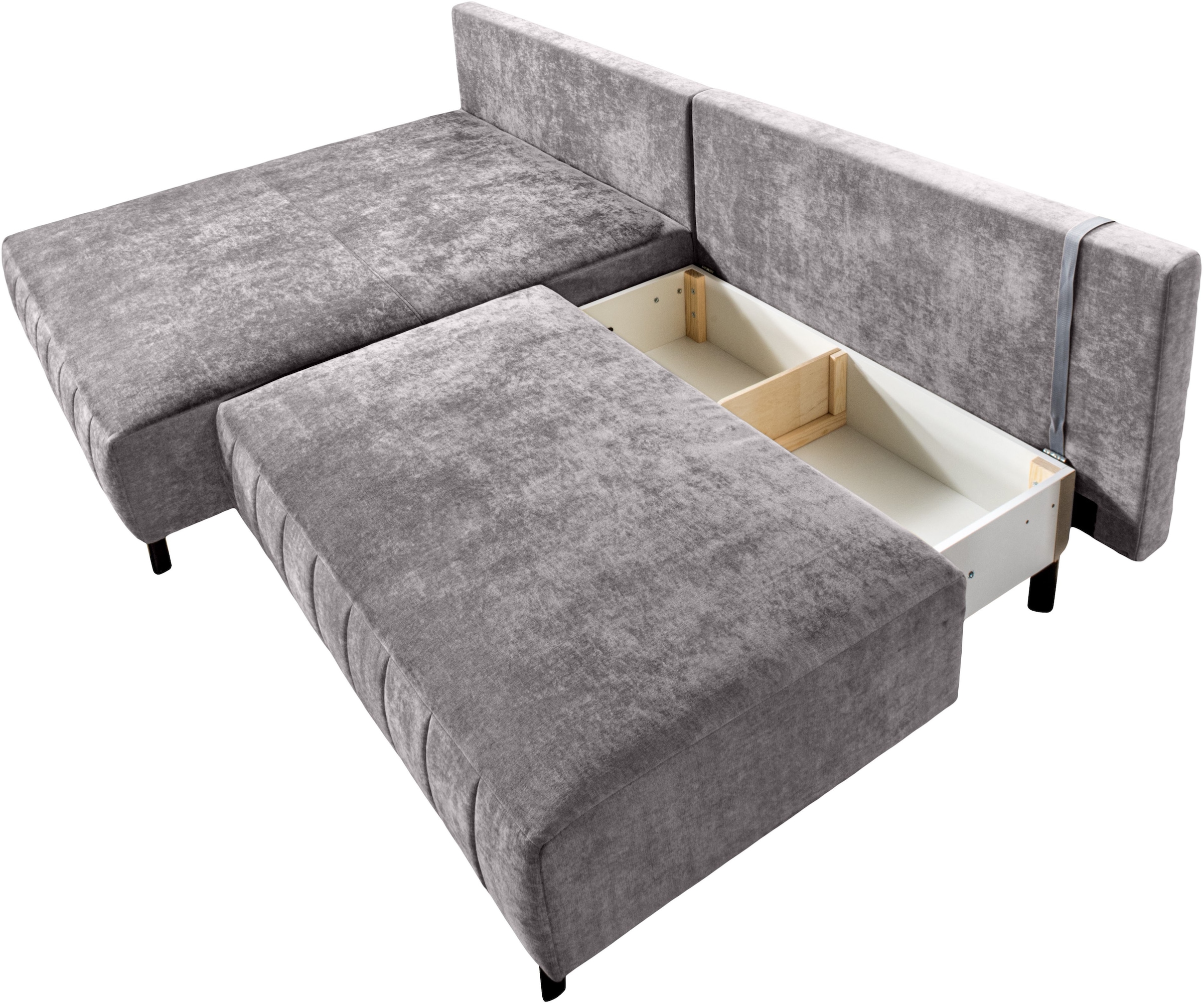 exxpo - sofa fashion Ecksofa »Cambria, B/T: 262/171 cm, hochbeiniges, modernes Design« inkl. Bettfunktion und Bettkasten, 15 cm bodenfrei, L-Form