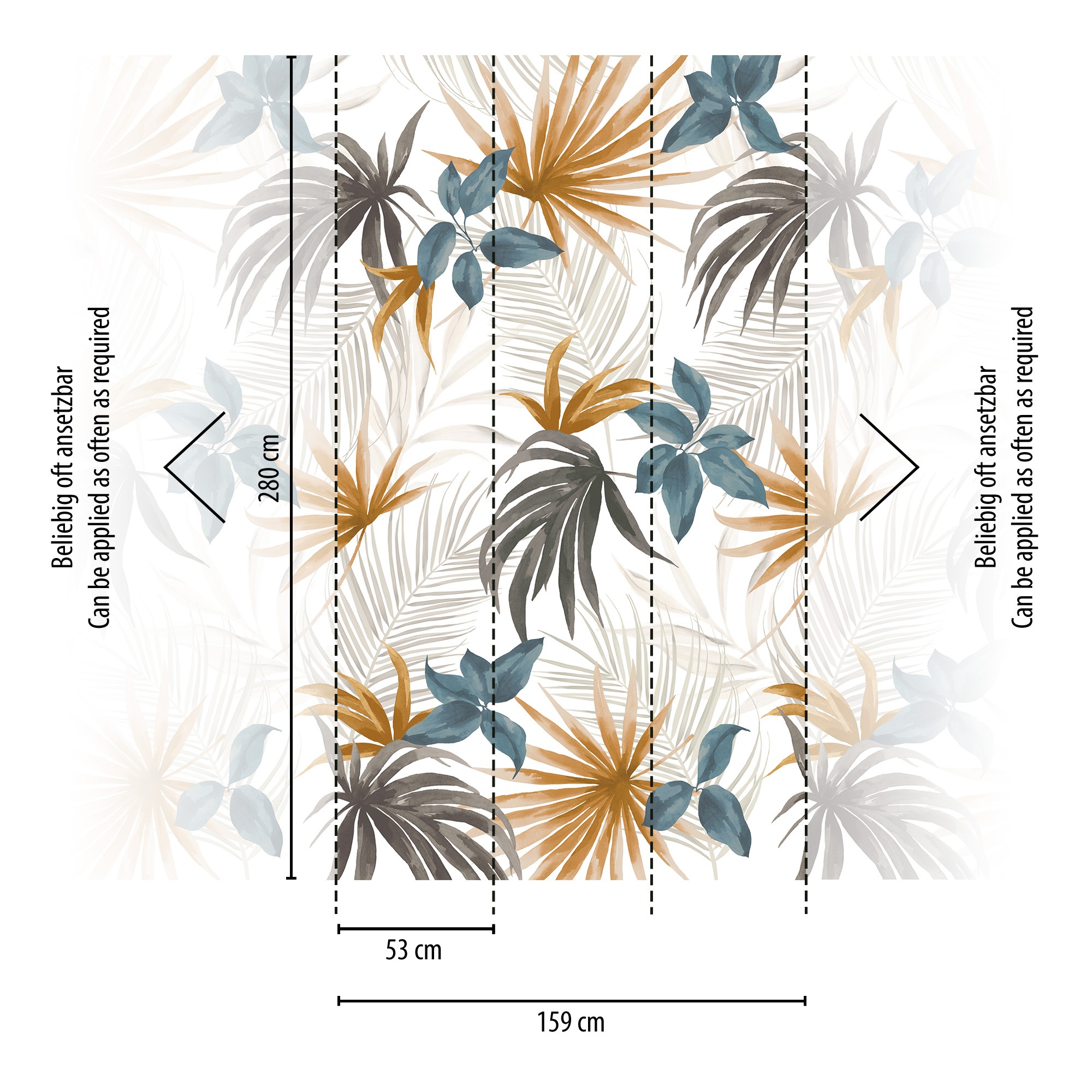 CosmoLiving by Cosmopolitan Vliestapete »Tropelia Fototapete erweiterbar« matt strukturiert Exotische Palmenblätter in warmen Farbtönen