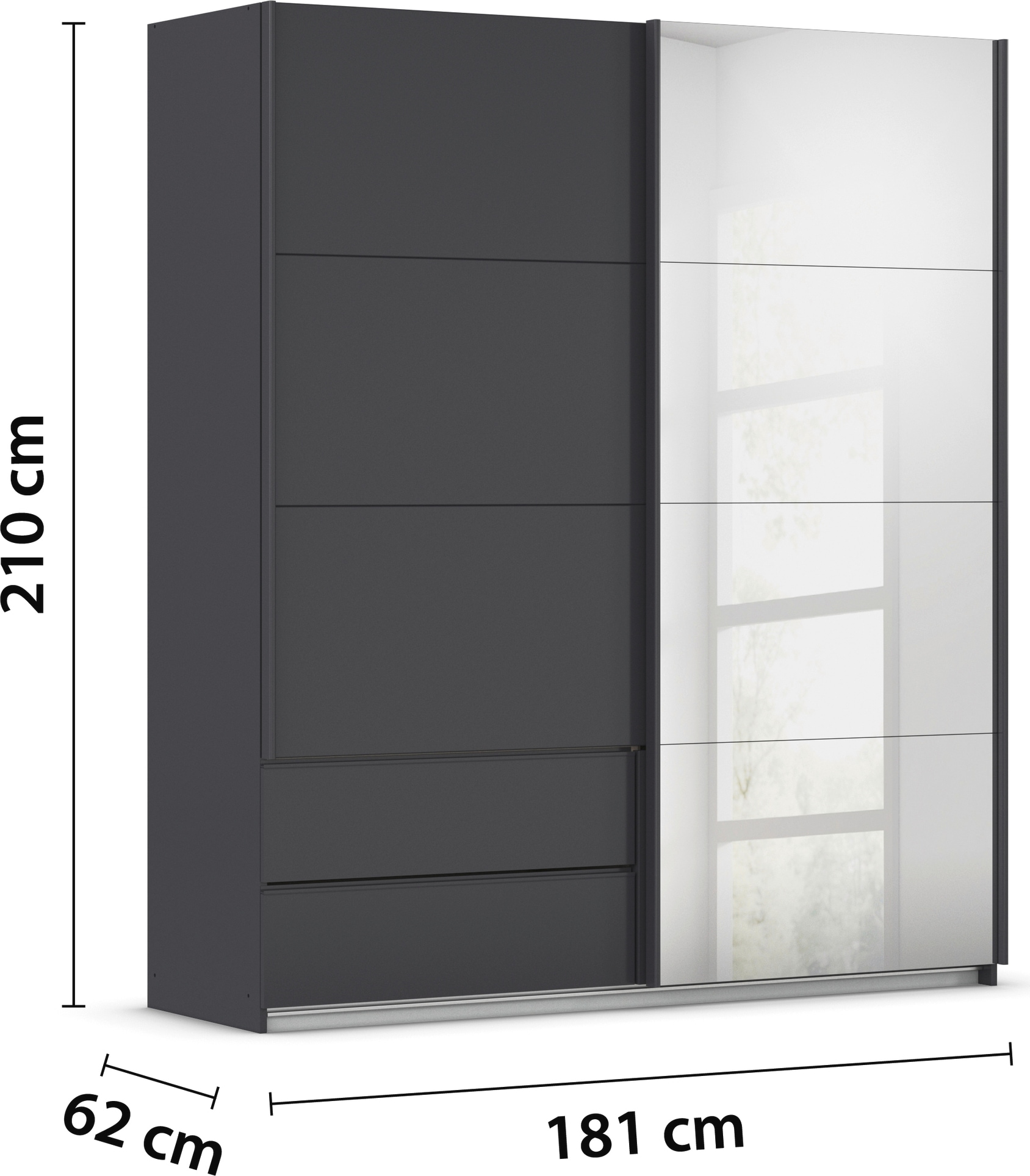 rauch Schwebetürenschrank »Kleiderschrank Schrank Garderobe Wäscheschrank ELARA mit Spiegel« praktische Schubladen optional farblich abgesetzt MADE IN GERMANY