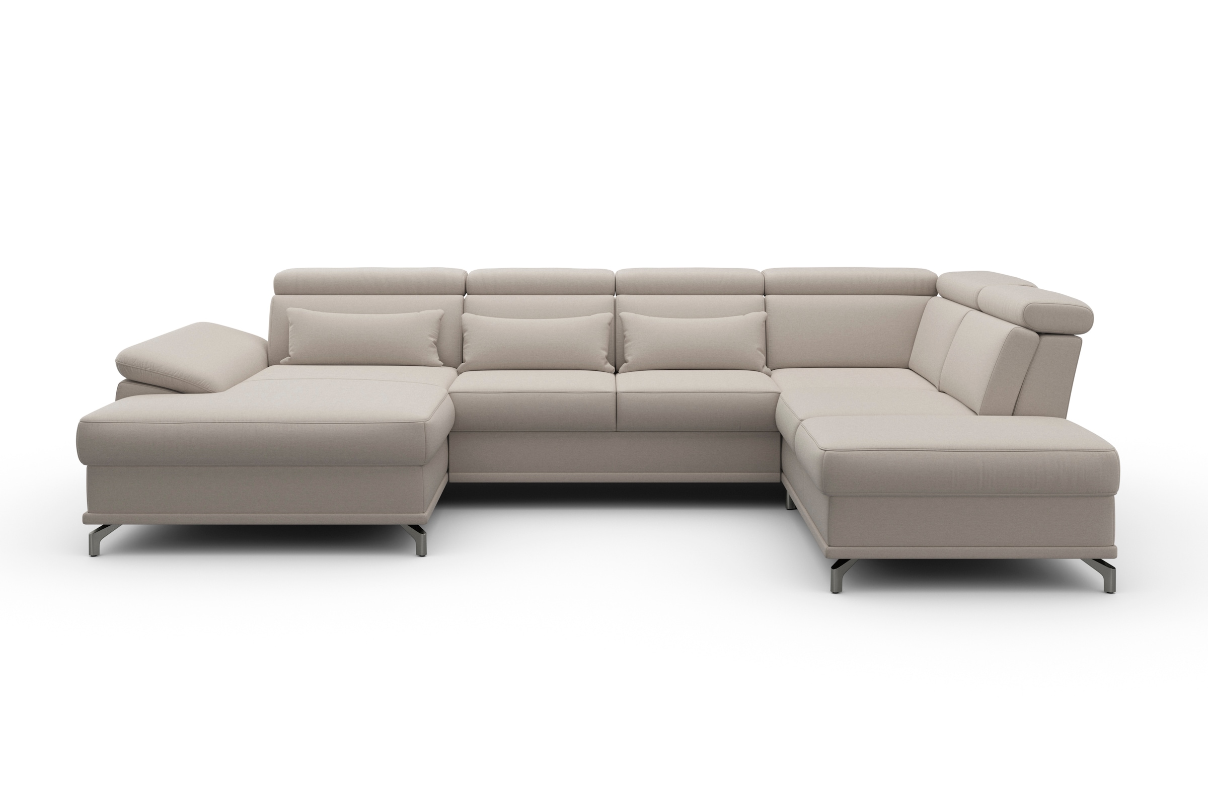 sit&more Wohnlandschaft »Cabrio U-Form, mit Sitztiefenverstellung, Arm- und Kopfteilverstellung«, 3 Nierenkissen, Federkern, optional Bettfunktion und Stauraum