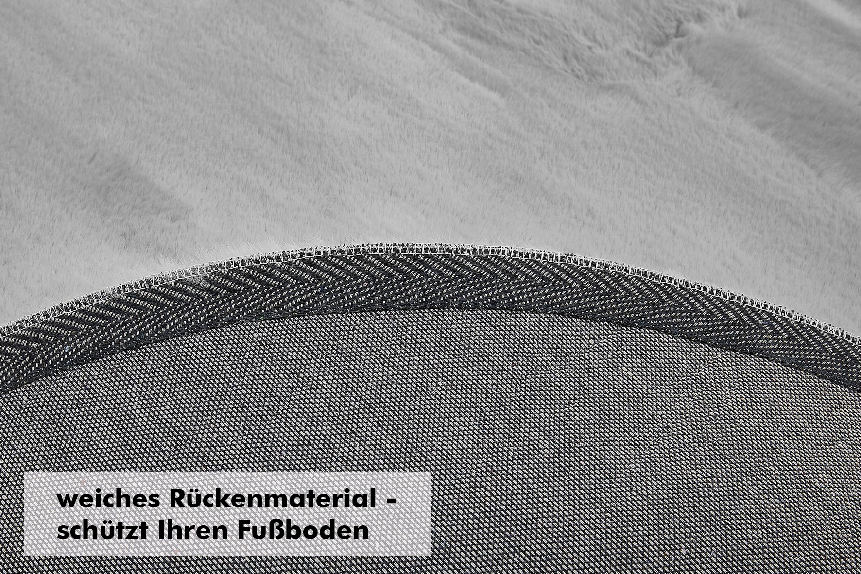 LUXOR living Fellteppich »Novara«, rund, 30 mm Höhe, Kunstfell, Kaninchenfell-Haptik, besonders weicher Hochflor