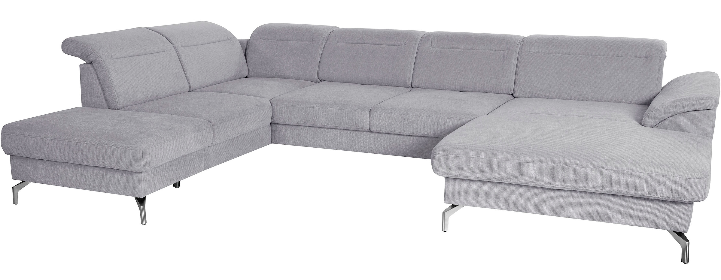 sit&more Wohnlandschaft »Percy U-Form«, 15 cm Fußhöhe, Sitztiefenverstellung, wahlweise in 2 Fußfarben