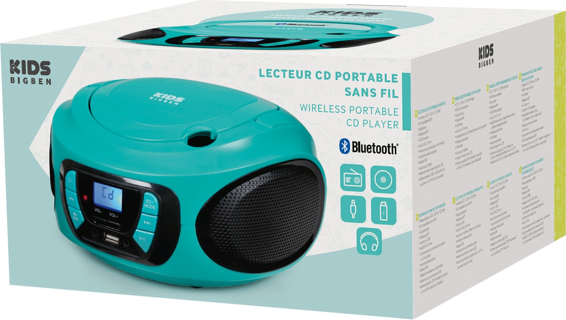 BigBen CD-Radiorecorder »Kids USB/BT AU387315 ( kaufen Tragbares blau«, Rechnung Bluetooth auf CD/Radio FM-Tuner)