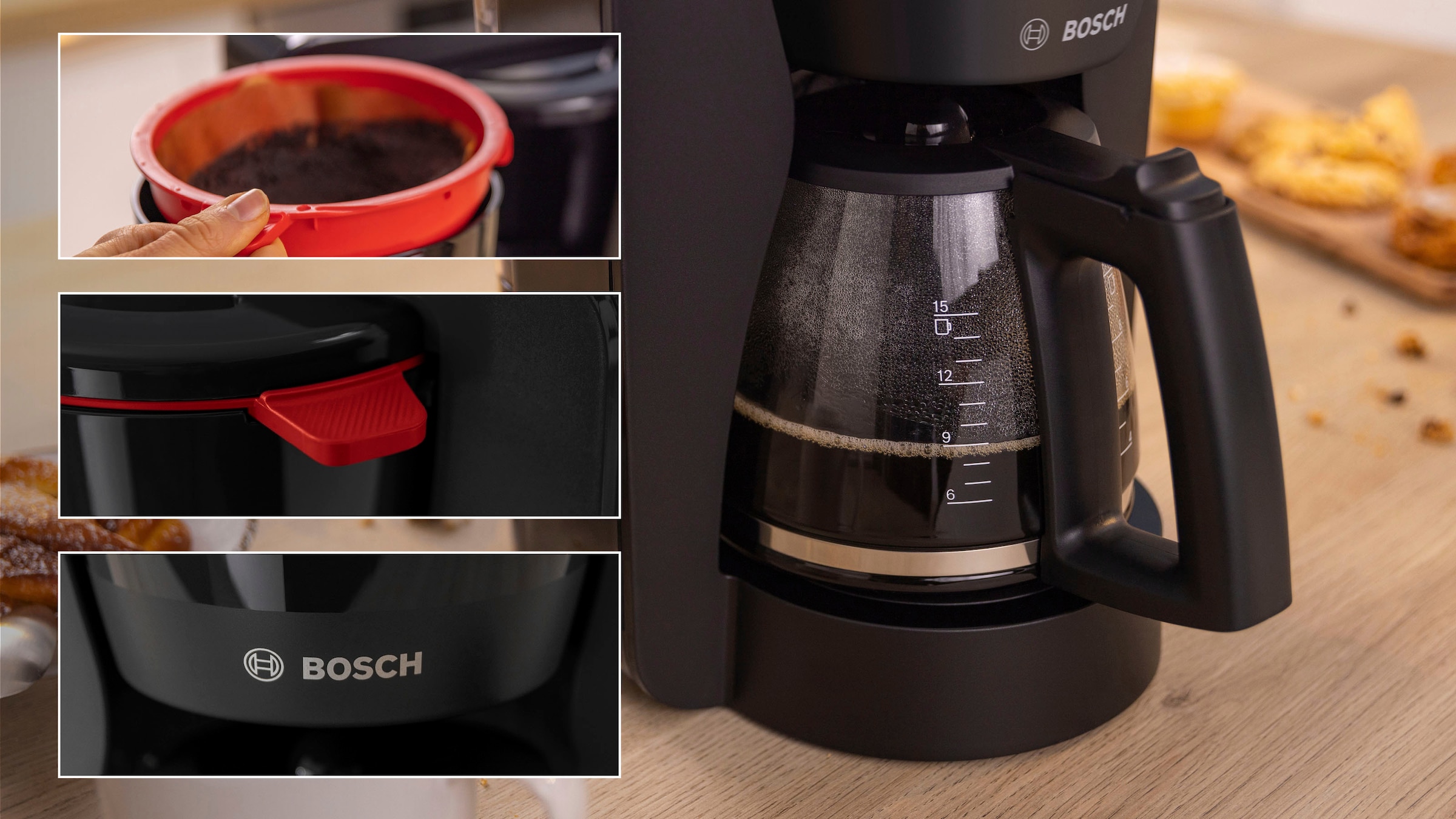 BOSCH Filterkaffeemaschine »MyMoment TKA2M113«, 1,25 l Kaffeekanne, Papierfilter, 1x4, für 10-15 Tassen, Glaskanne, 40min Warmhaltefunktion, 1200 W