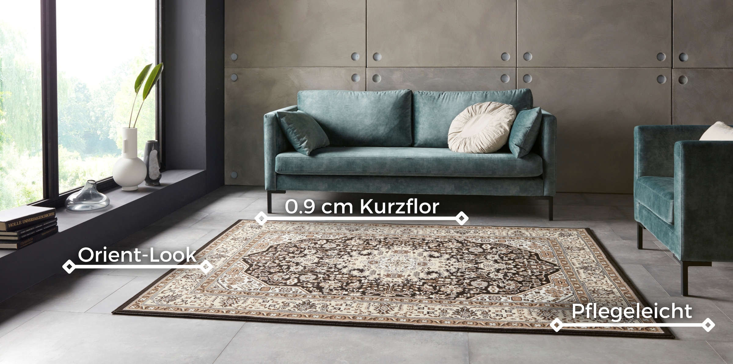 NOURISTAN Teppich »Skazar Isfahan«, rechteckig, 9 mm Höhe, Kurzflor, Orient, Läufer, Vintage, Esszimmer, Wohnzimmer, Flur