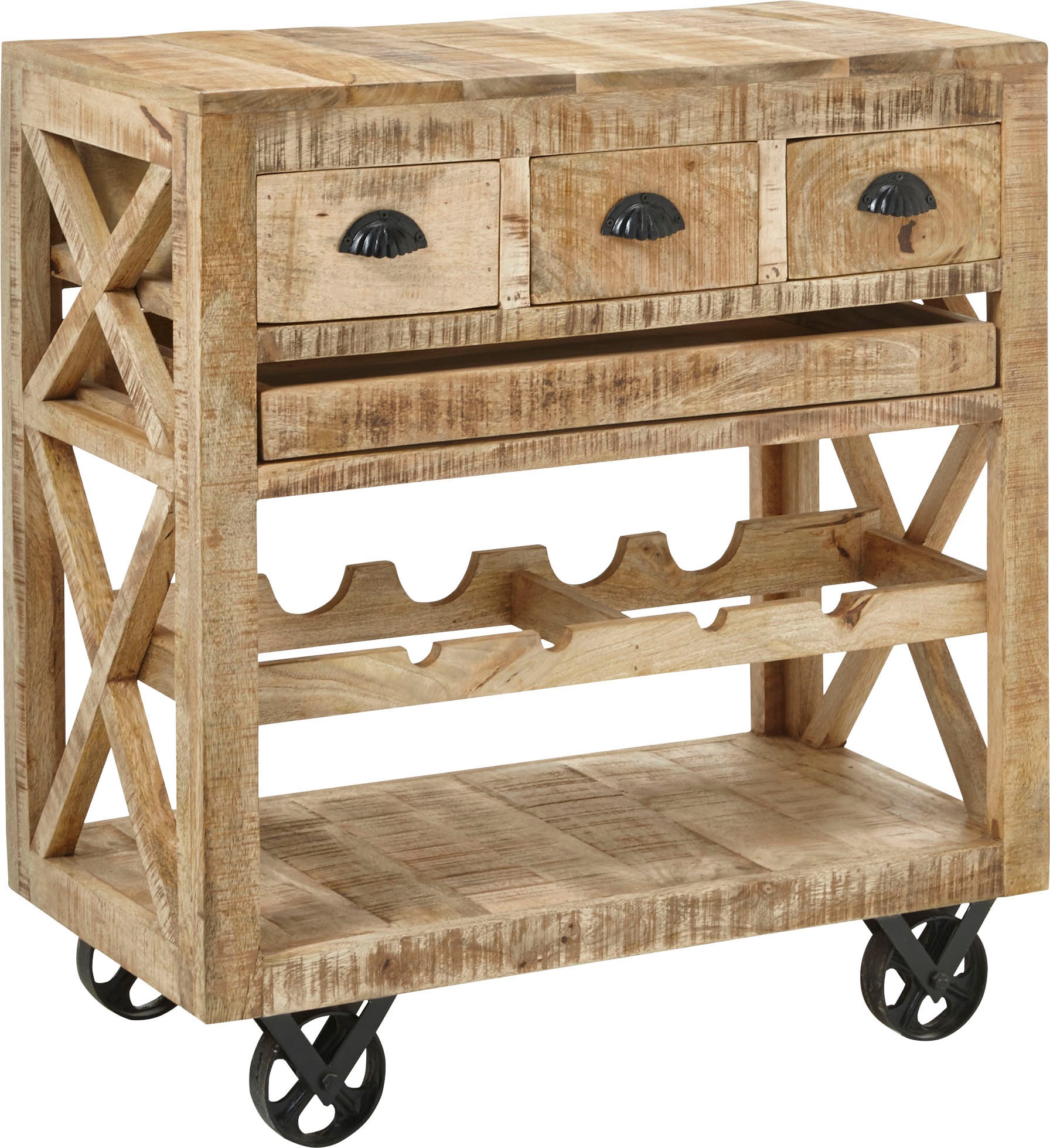 Stolkom Bartisch »Ferdi«, Massivholz, Barwagen rollbar inkl. Tablett günstig online kaufen