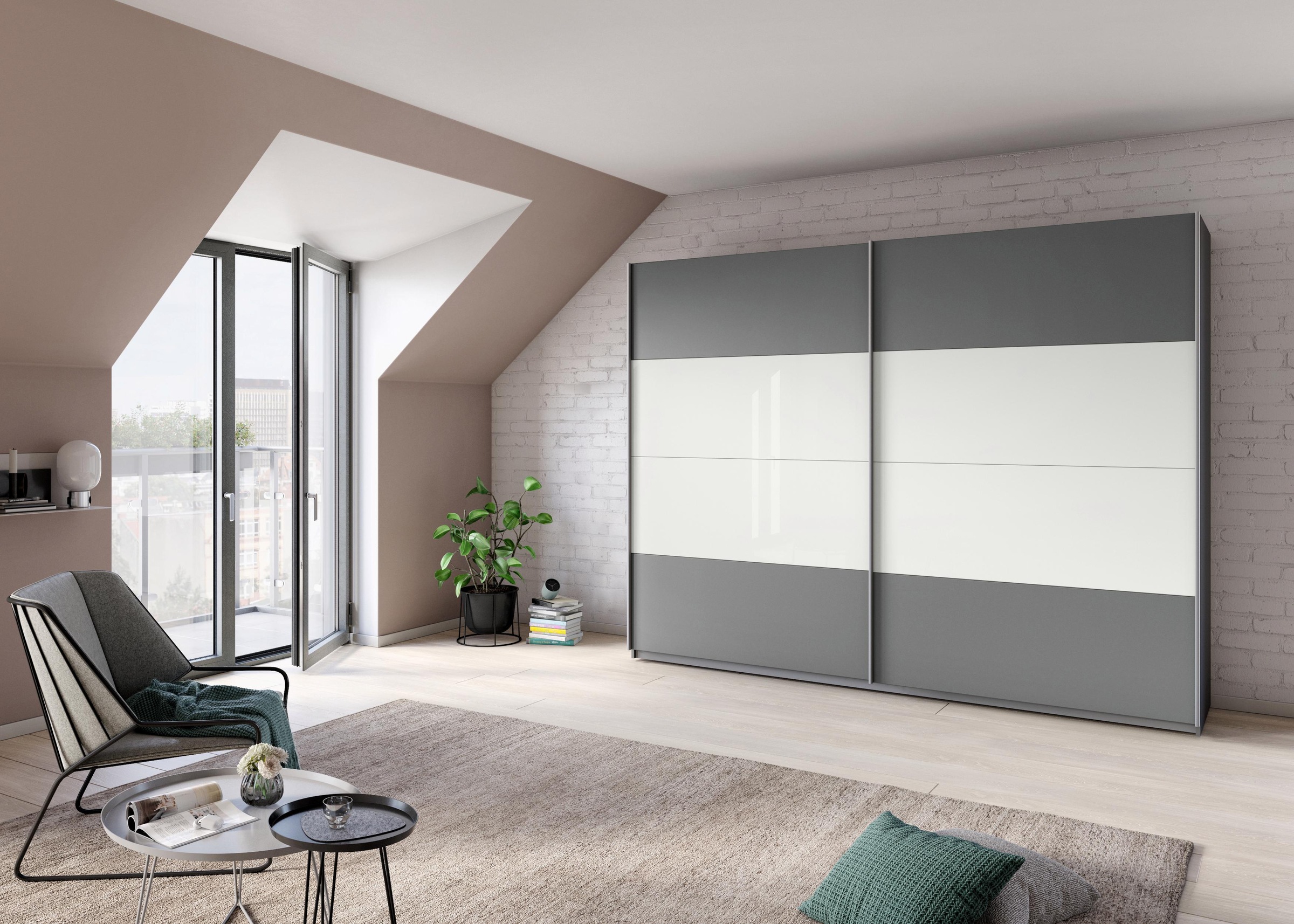 rauch Schwebetürenschrank »Quadra Bestseller Schlafzimmerschrank in vielen Breiten«, Kleiderschrank Garderobenschrank Schrank mit Glaselementen