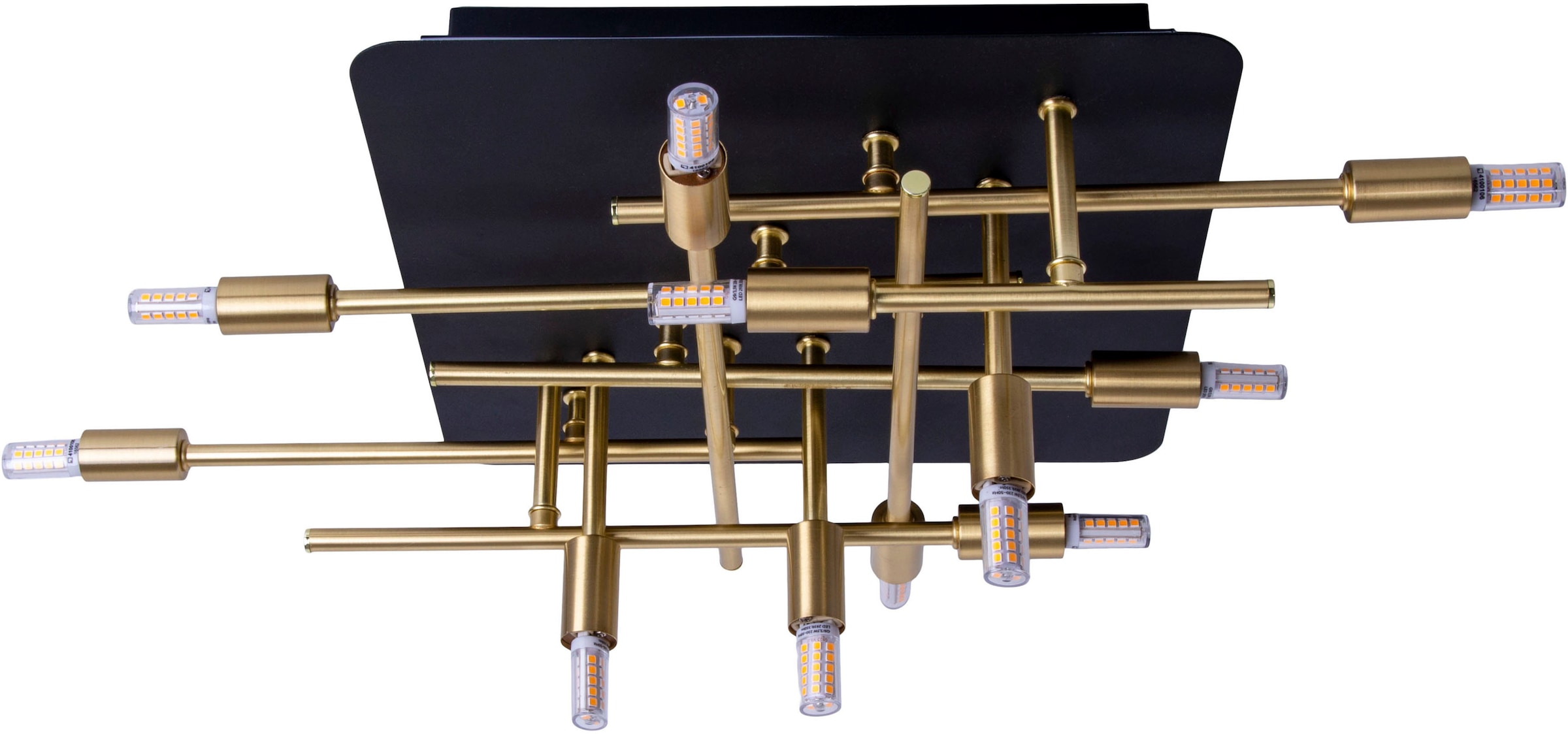 näve LED Deckenleuchte »Ancona«, 11 flammig, Leuchtmittel G9 | LED fest integriert, messing/schwarz, Lichtfarbe warmweiß mit Backlight schwarz/gold,11xG9