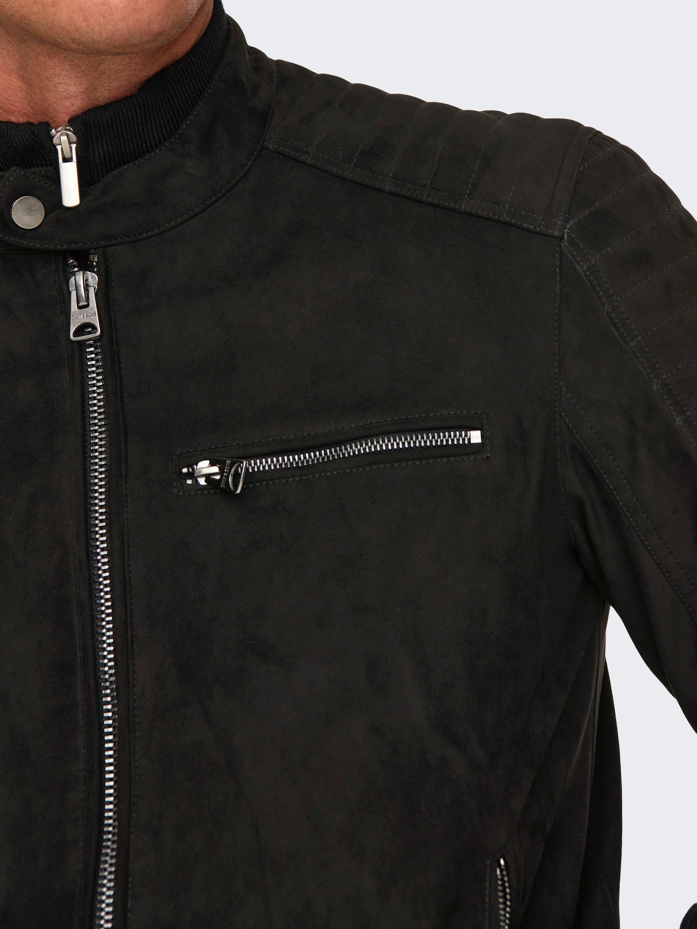ONLY & SONS Lederimitatjacke »ONSGUS FAUX SUEDE RACER JACKET OTW NOOS«, ohne Kapuze