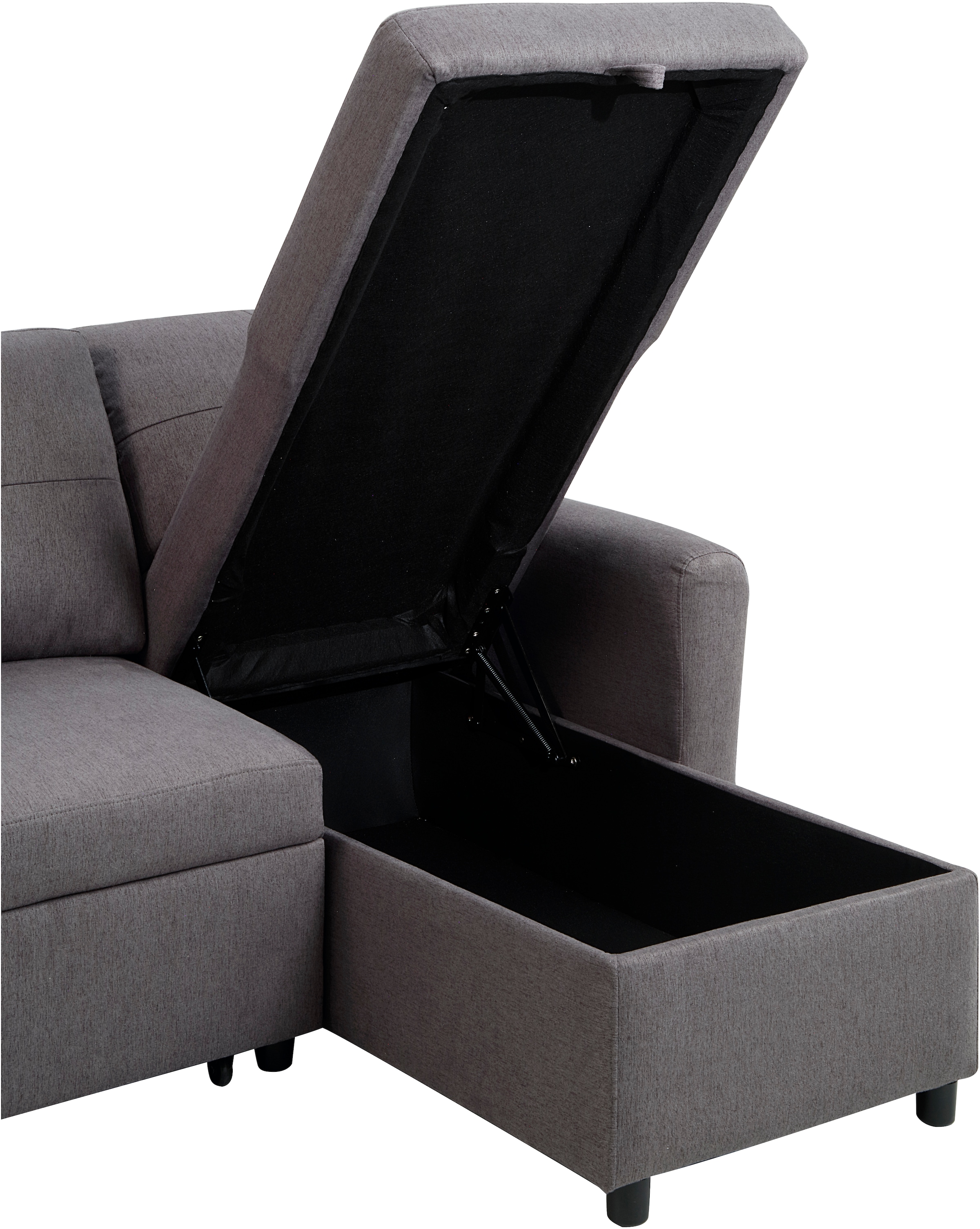 ATLANTIC home collection Ecksofa »Gustavo L-Form«, mit Schlaffunktion, Stauraum & seitlichen Taschen