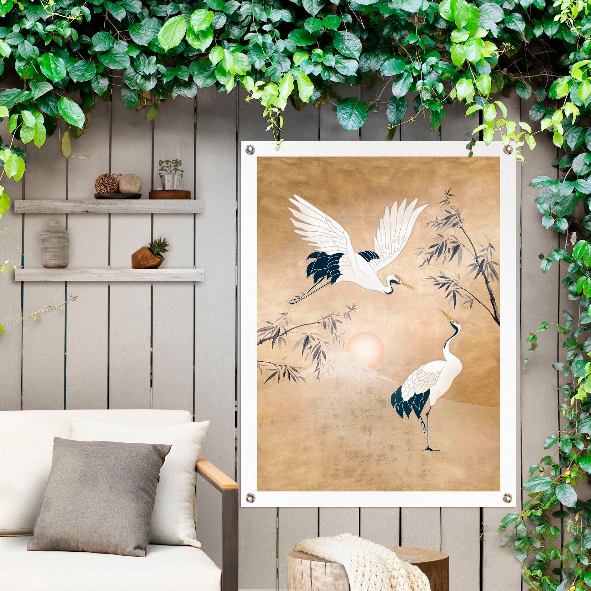 Reinders! Poster »Kraniche in Gold«
