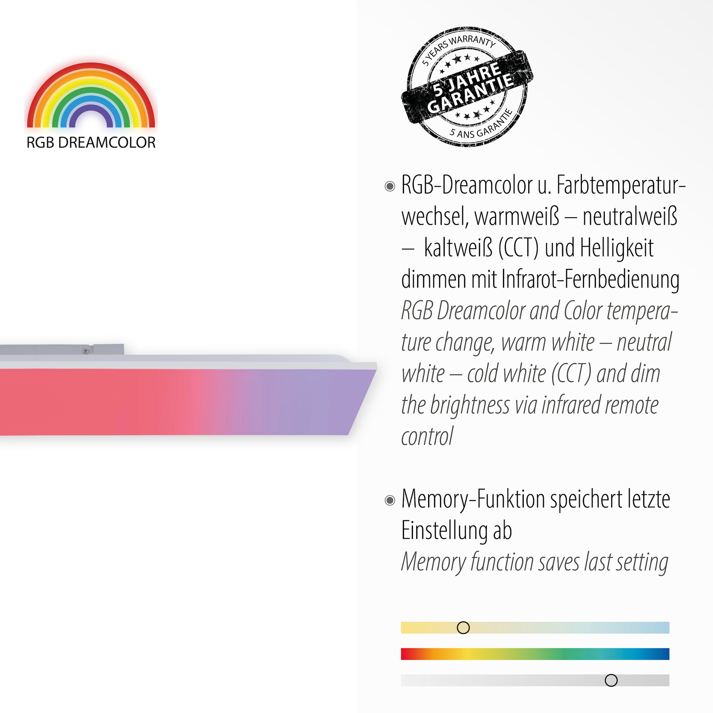 JUST LIGHT Deckenleuchte »YUKON«, 1 flammig, Leuchtmittel LED-Board | LED fest integriert, RGB+tunable white, CCT - über Fernbedienung, dimmbar, Infrarot inkl.