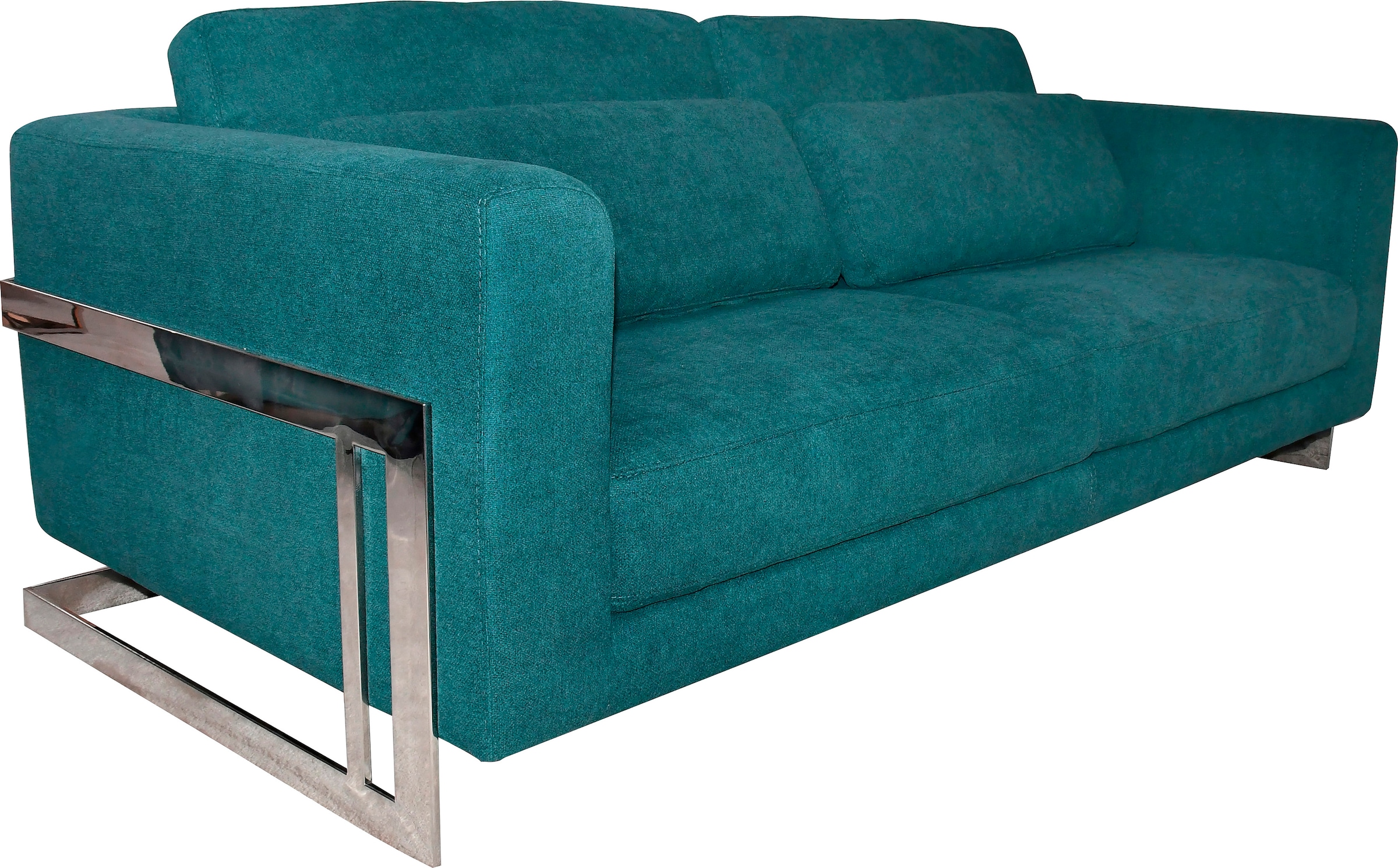 Leonique 3-Sitzer »New York«, Petrolblaues 3-Sitzer Sofa, Edelstahlgestell, 175x84x96, Sitzhöhe 44cm