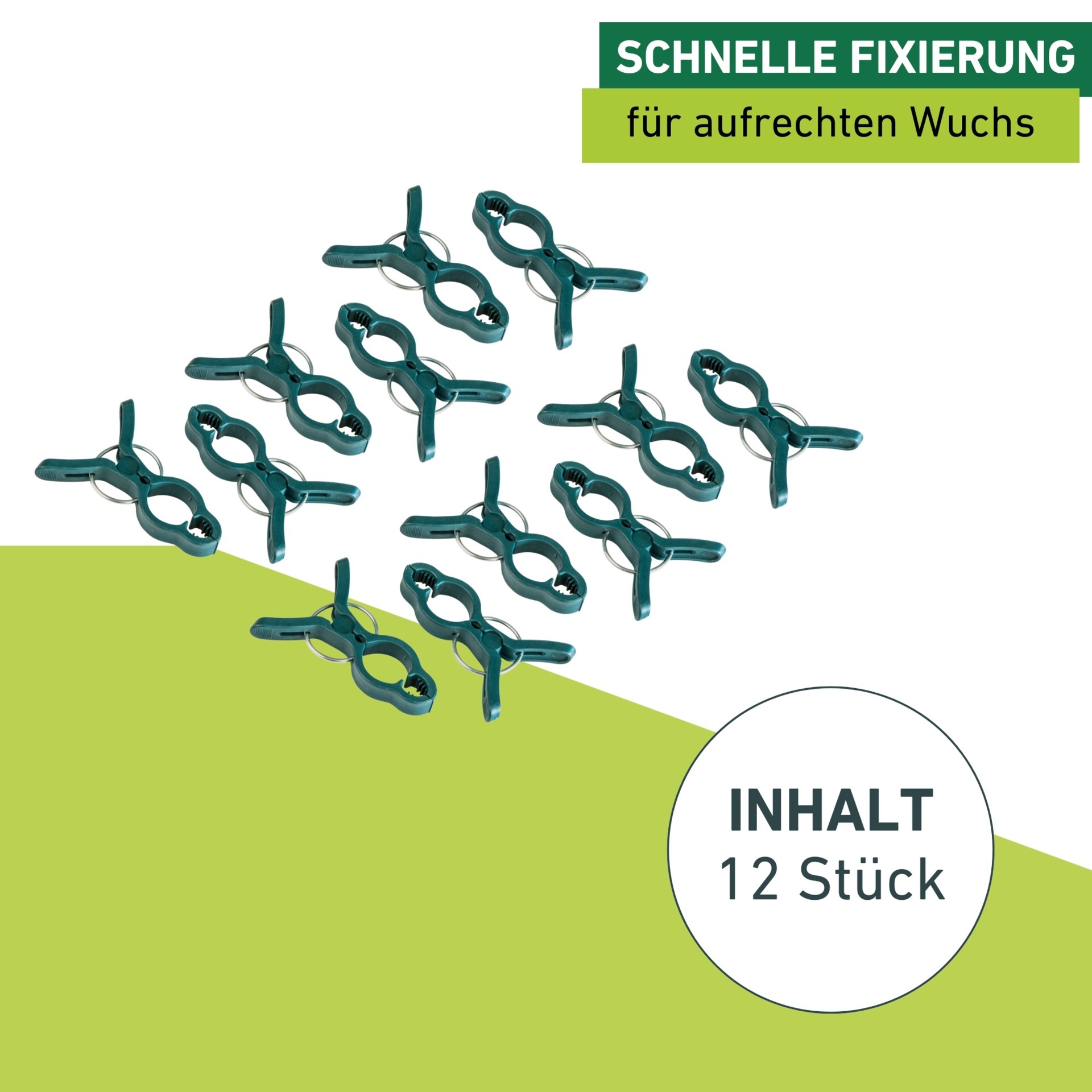 Windhager Rankhilfe »Pflanzenclips Fix zum befestigen von Ästen, Pflanzklammern 12 Stk.« Pflanzenhalter 7,5 x 5 cm, grün