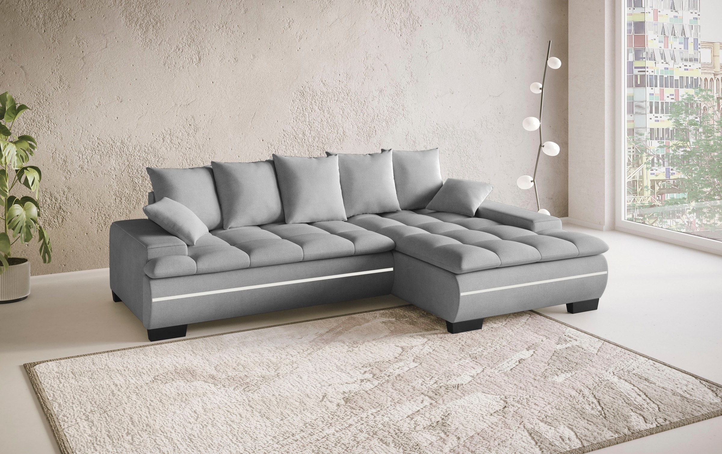Mr. Couch Ecksofa »Haiti II, L-Form«, RGB-LED Beleuchtung, wahlweise mit Kaltschaum, Bett, Bettkasten