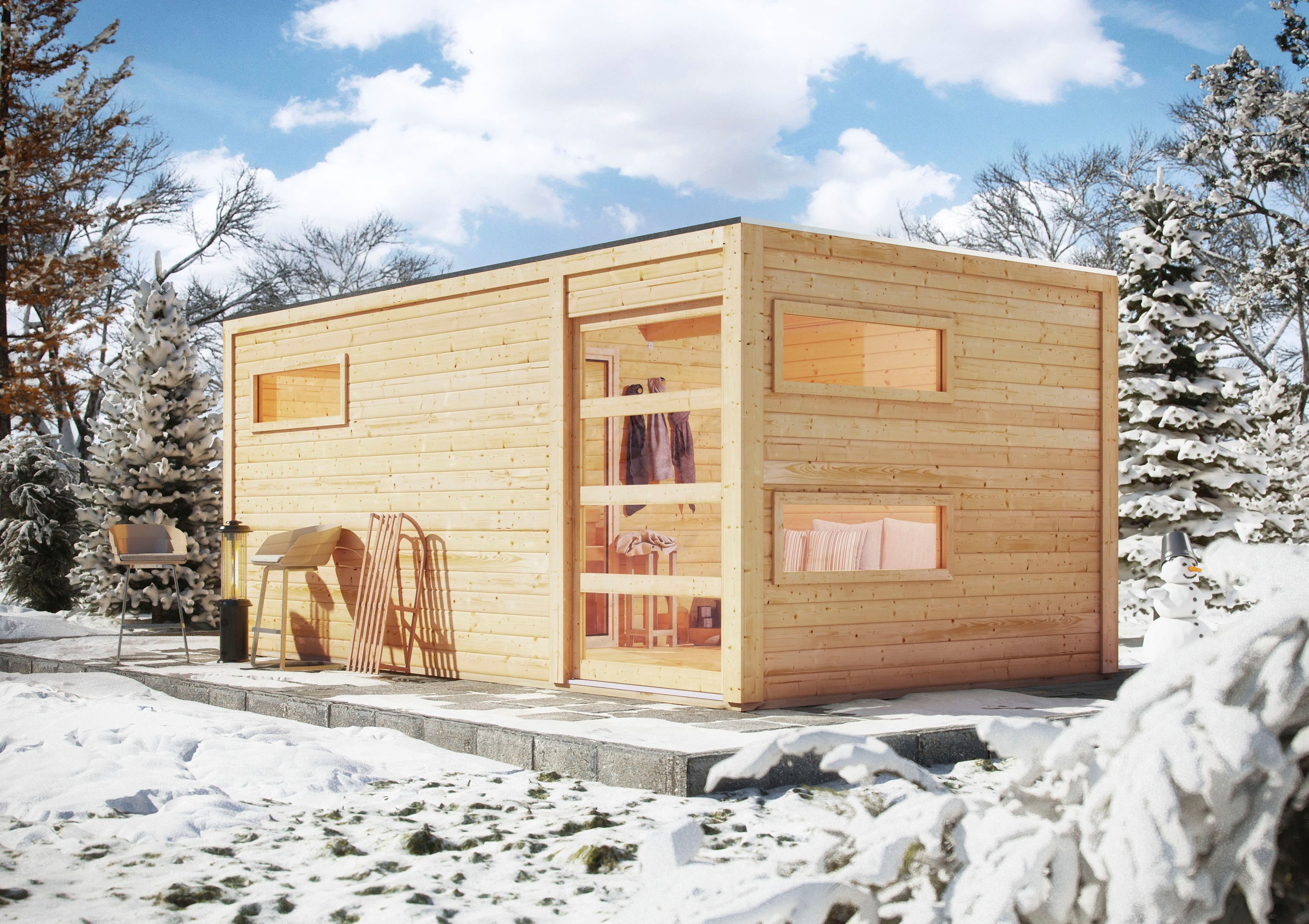 KONIFERA Saunahaus »Hagen« Set, naturbelassen, mit Ofen 9 KW externe Strg e günstig online kaufen