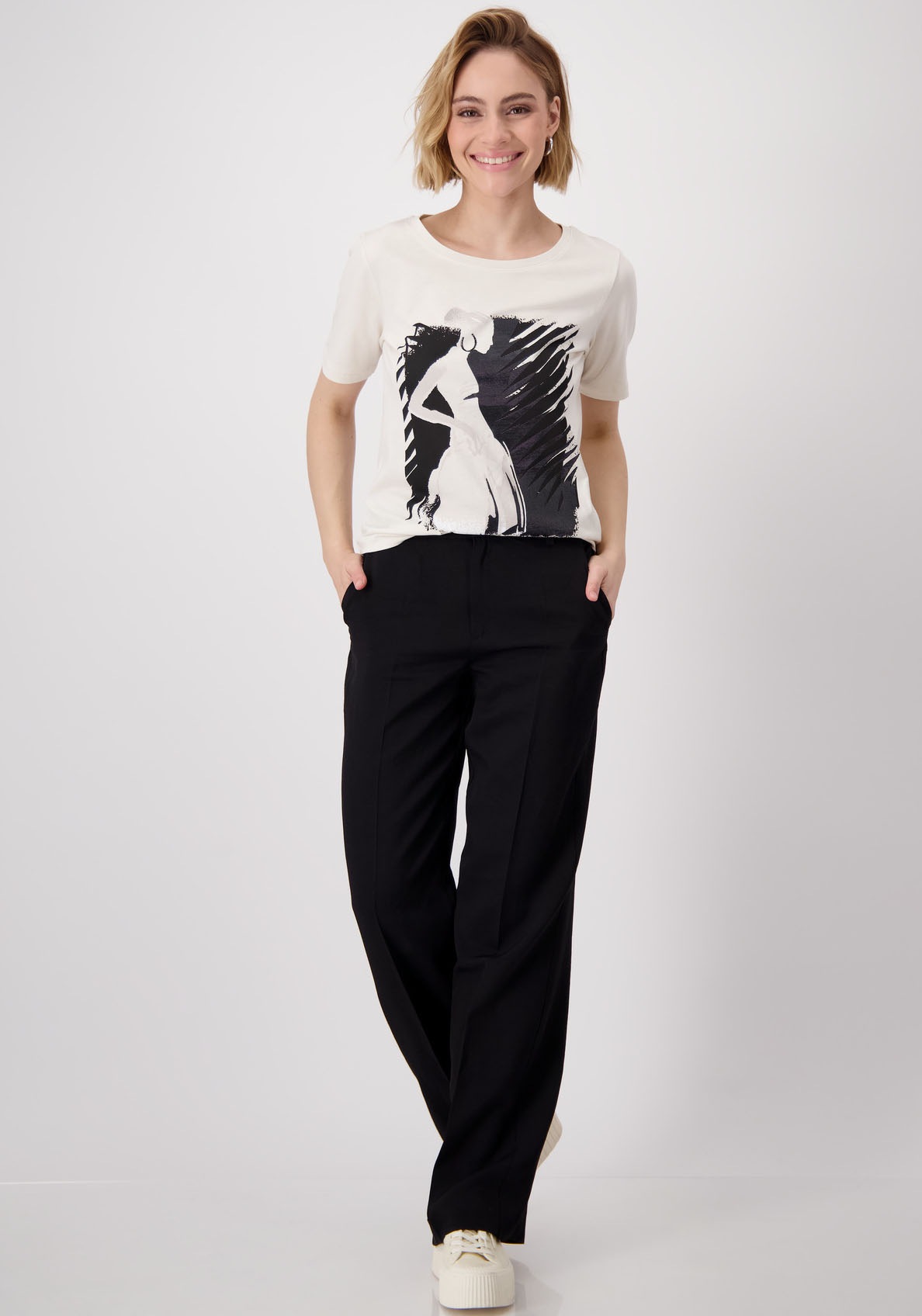 Monari T-Shirt »Shirt Lackdruck«, Mit Rundhalsausschnitt