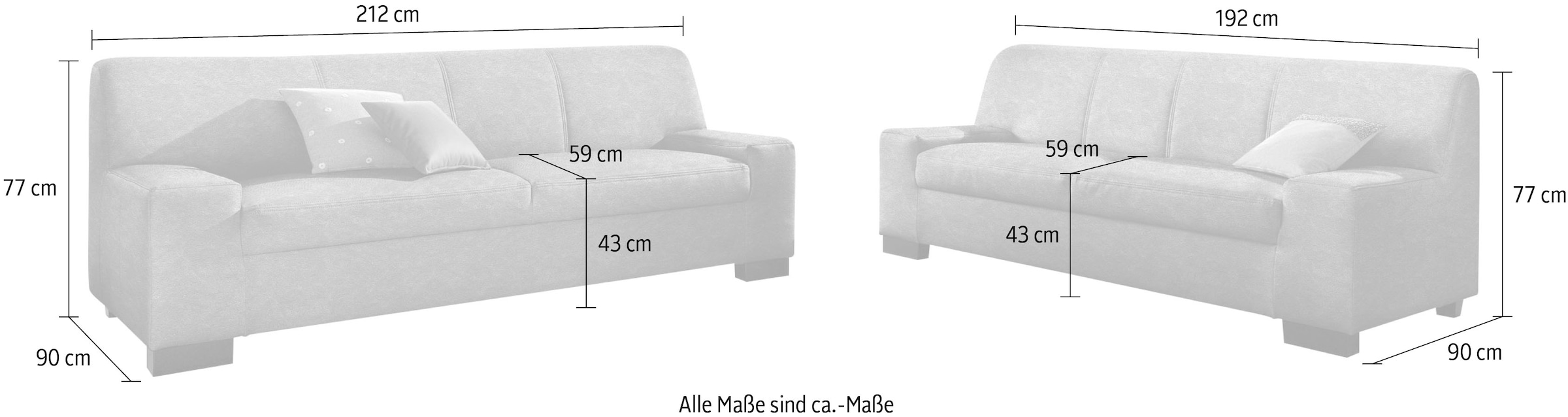 DOMO collection Polstergarnitur »Norma«, (Set, 2 tlg.), bestehend aus je einem 2- und 3-Sitzer