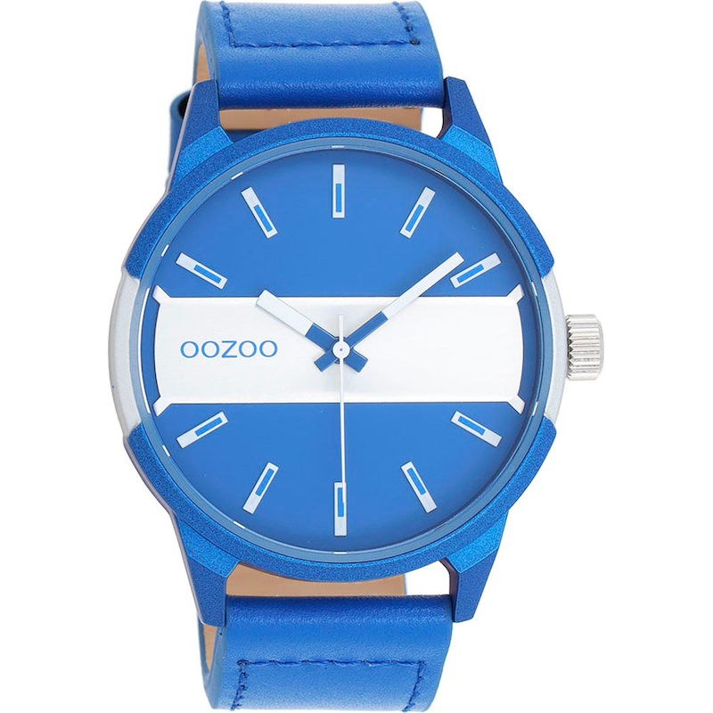 OOZOO Quarzuhr Armbanduhr, Herrenuhr, Lederarmband, analog jeansblau Trendige Herrenarmbanduhr