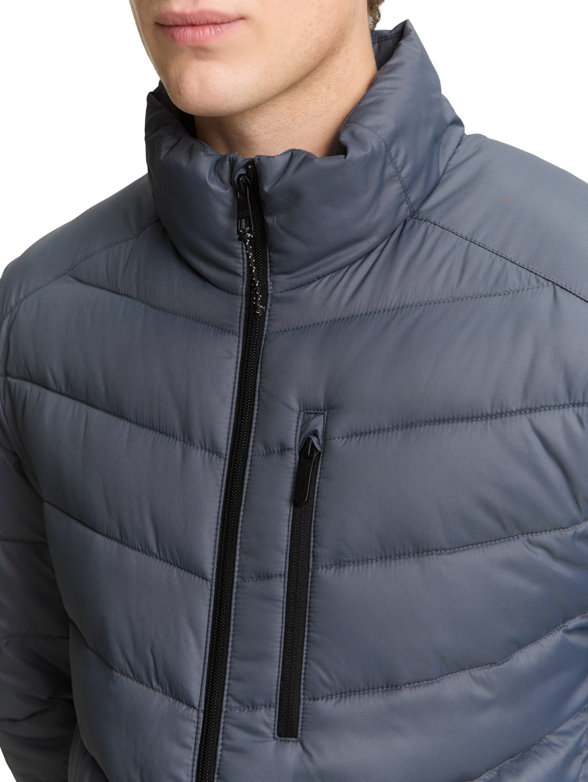 TOM TAILOR Denim Steppjacke ohne Kapuze mit Stehkragen