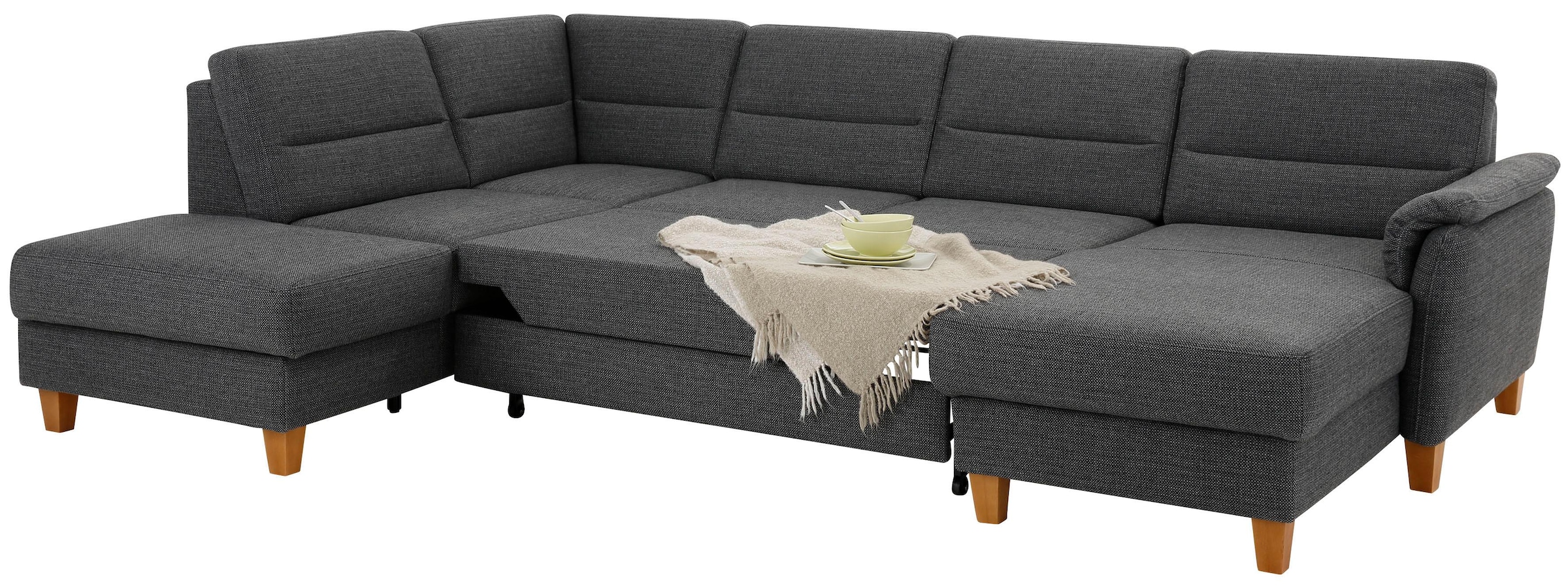 Home affaire Wohnlandschaft »Palmera U-Form«, Federkern, wahlweise mit Bettfunktion und mit/ohne Stauraum