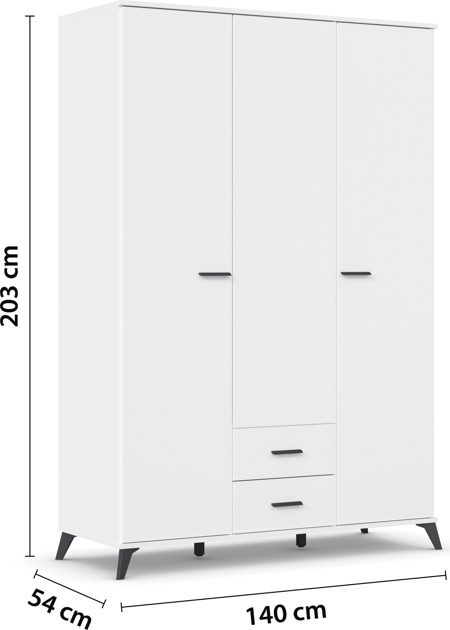 rauch Drehtürenschrank »Lucena«, mit schräg ausgestellten Füßen im Monochrom-Stil