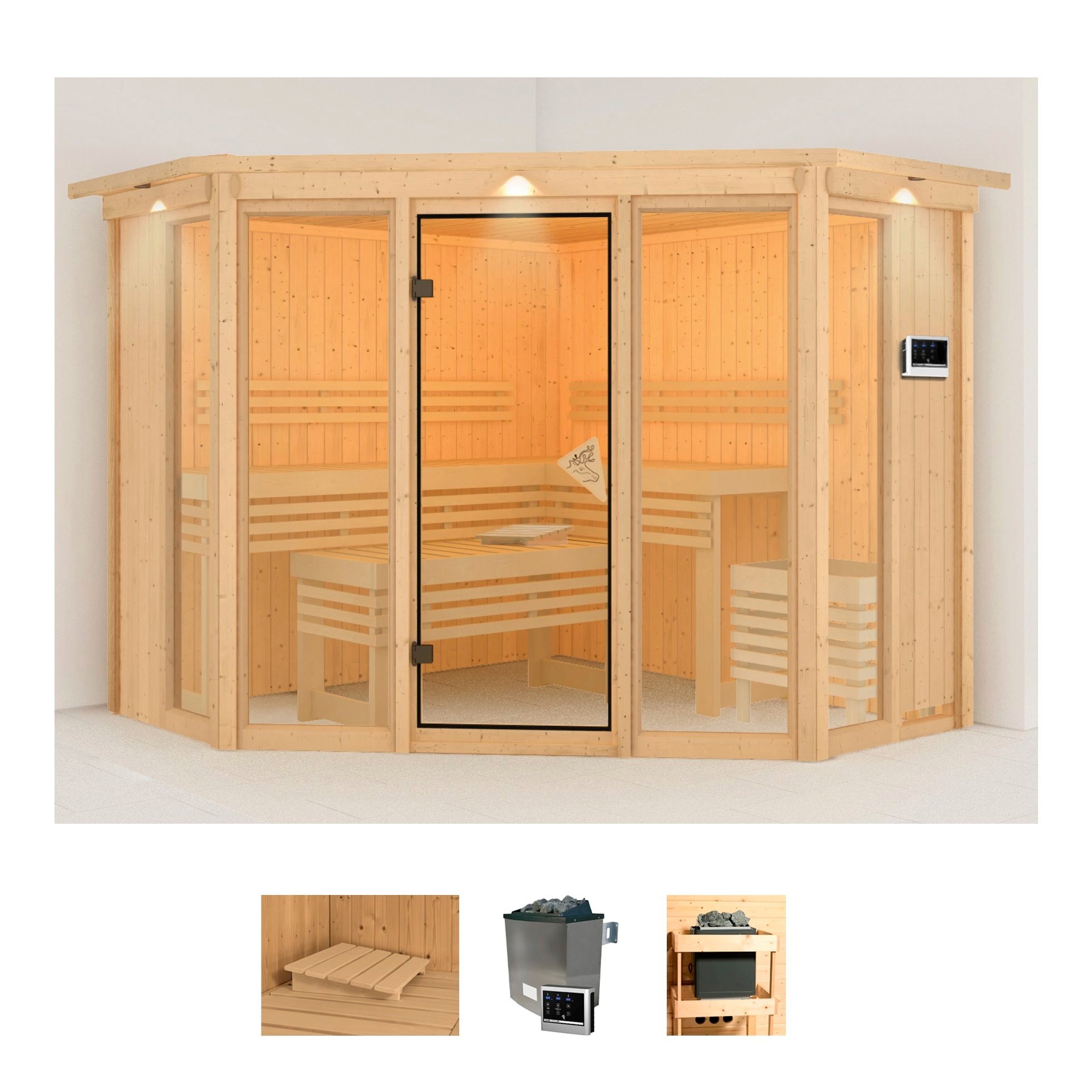 Karibu Sauna »Astrid 2« Set, 9-kW-Ofen mit externer Steuerung günstig online kaufen