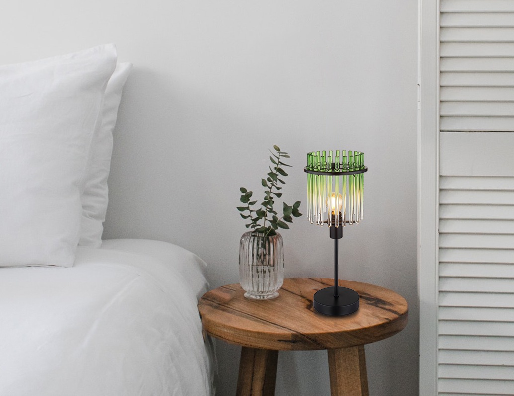 GLOBO LIGHTING Tischleuchte »GORLEY« E14 1 Stk. Tischlampe schwarz Glasstäb günstig online kaufen