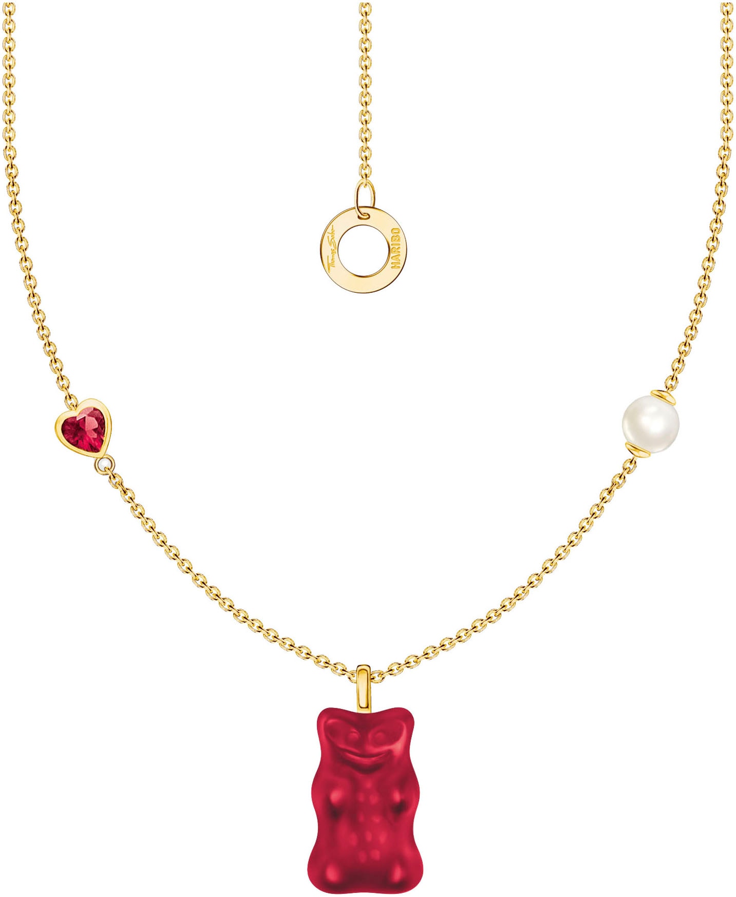 Thomas Sabo Kette Mit Anhänger »Thomas Sabo X Haribo Schmuck, Kette Mit Goldbär Rot« Mit Kristallglas, Zirkonia (synth.) - Mit
